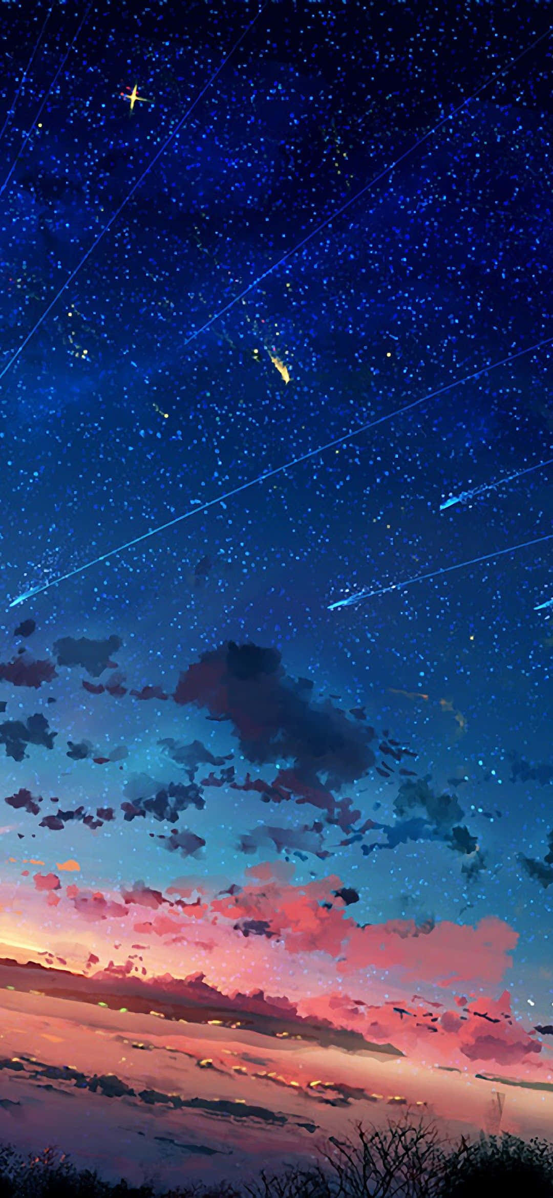 1080x2340 4K Anime Star Sunset Sky Picha ya Ukuta