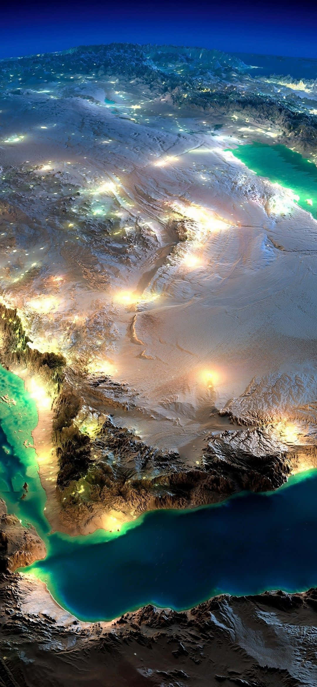 1080x2340 4K Earth At Night Aerial Photography Picha ya Ukuta