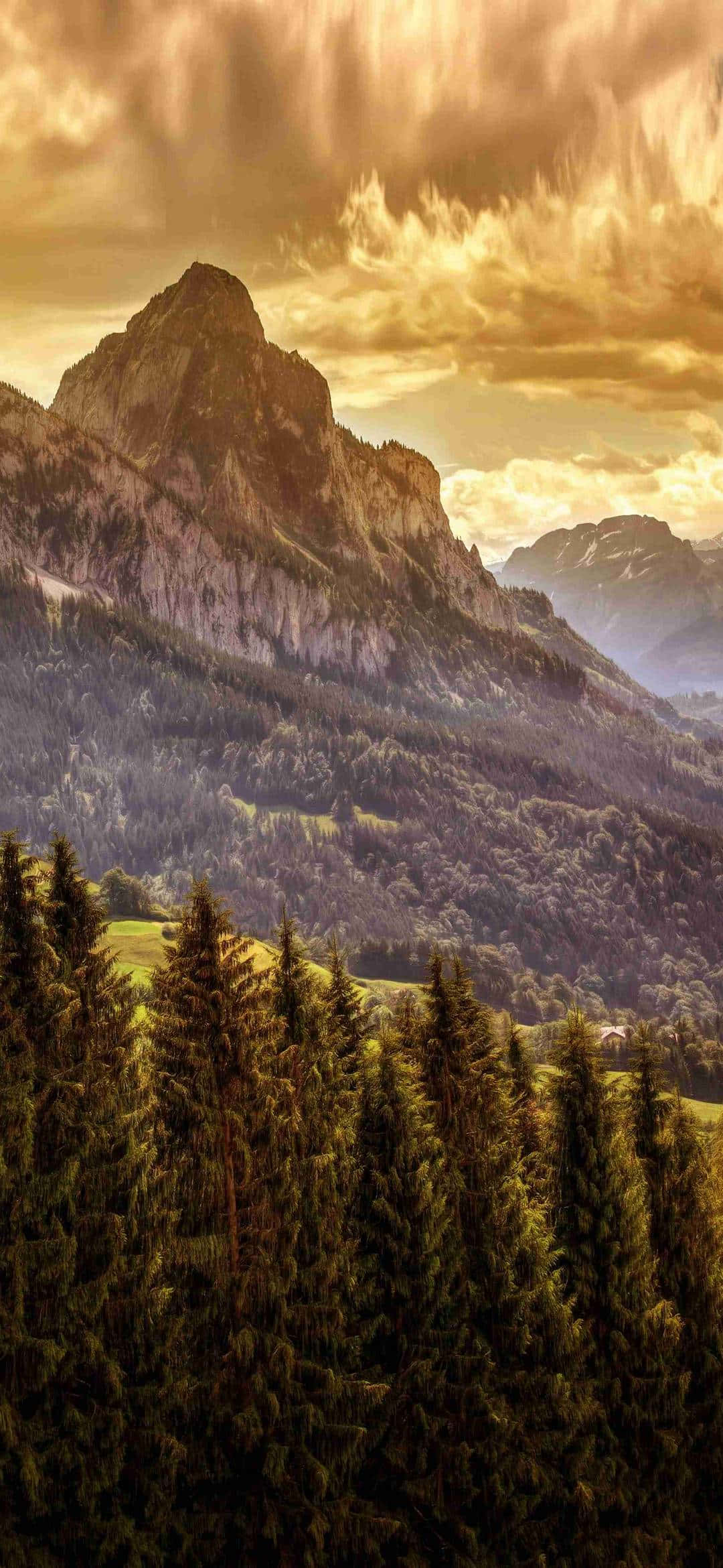 1080x2340 4K Grosser Mythen Sunrise Photography Picha ya Ukuta