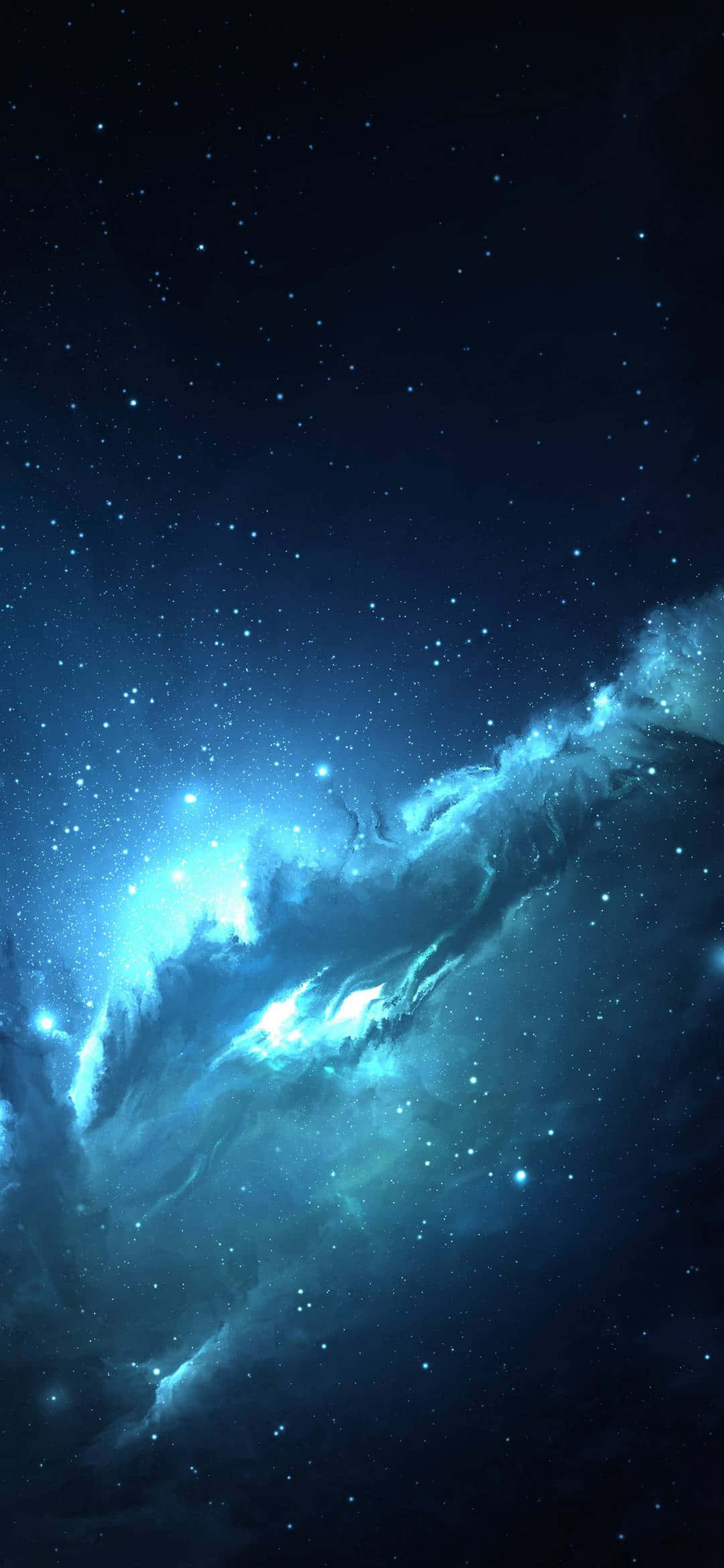 1080x2340 4K Neon Blue Nebula Picha ya Ukuta