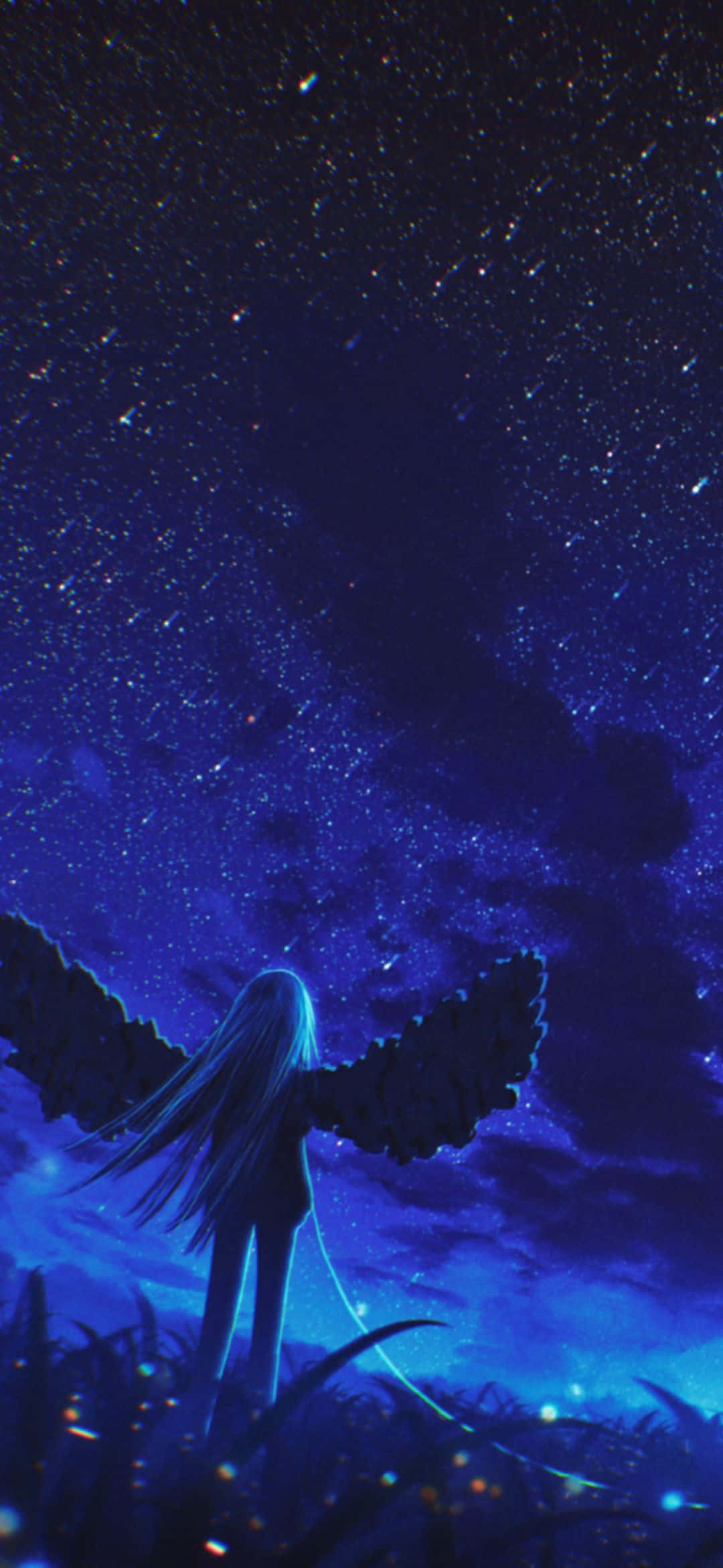 1080x2340 4K Dark Angel Night Sky Picha ya Ukuta