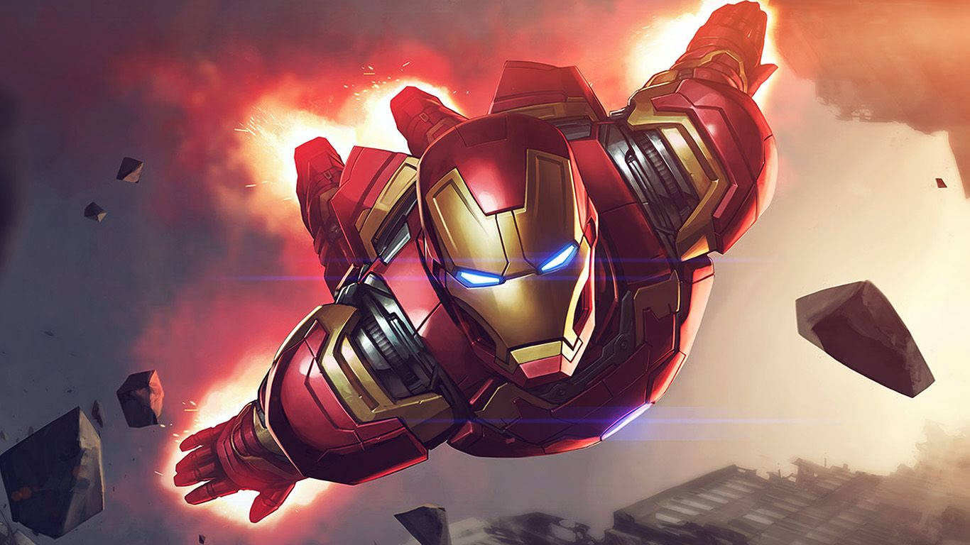 1366 x 768 Ironman Anayeruka Angani Picha ya Ukuta