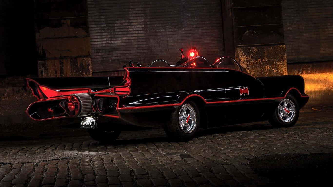 1366x768 Batmobile Background Mwanga Mwekundu Picha ya Ukuta