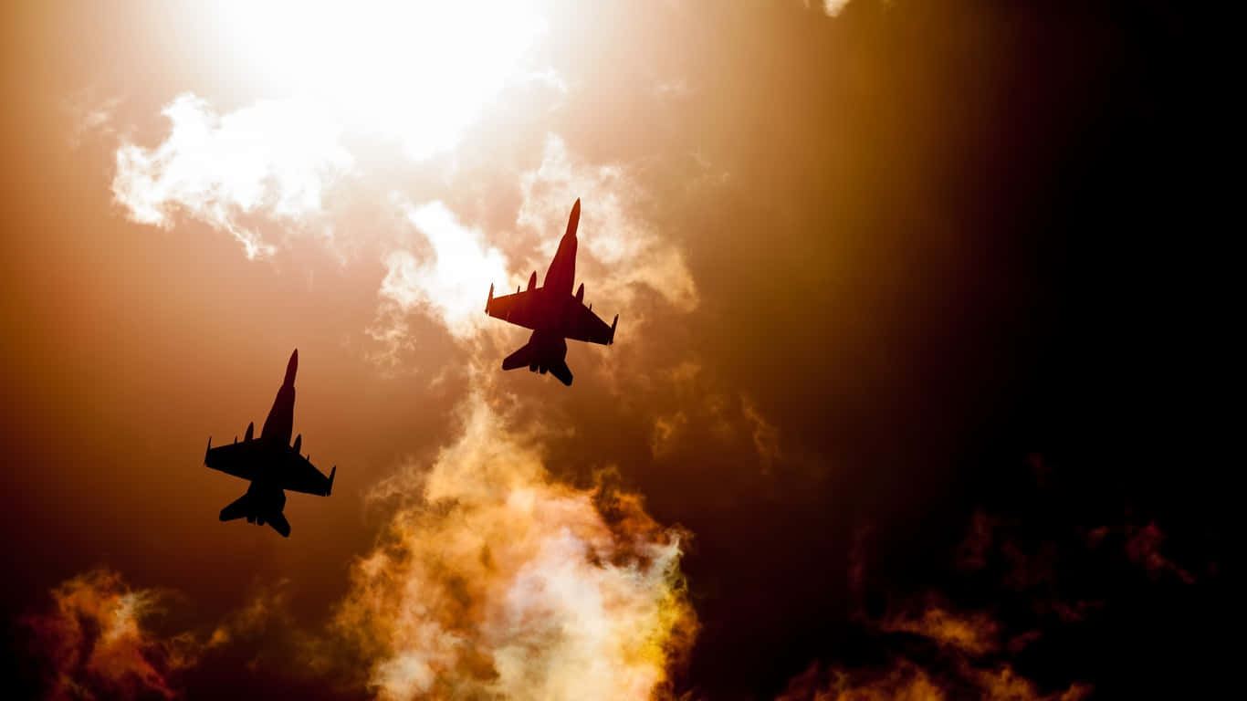 1366x768 Jumbo Jets Background Juu ya Anga Picha ya Ukuta