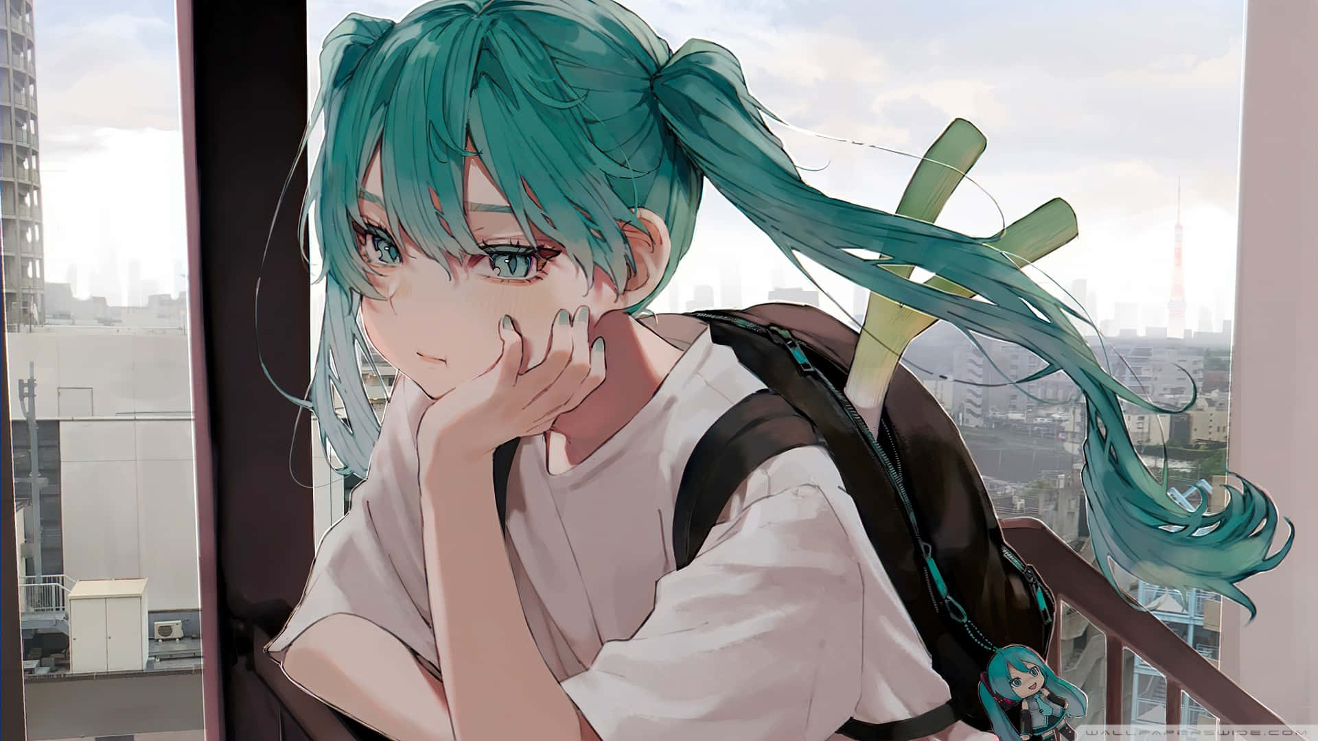 1920x1080 Anime Hatsune Miku Mwenye Huzuni Picha ya Ukuta