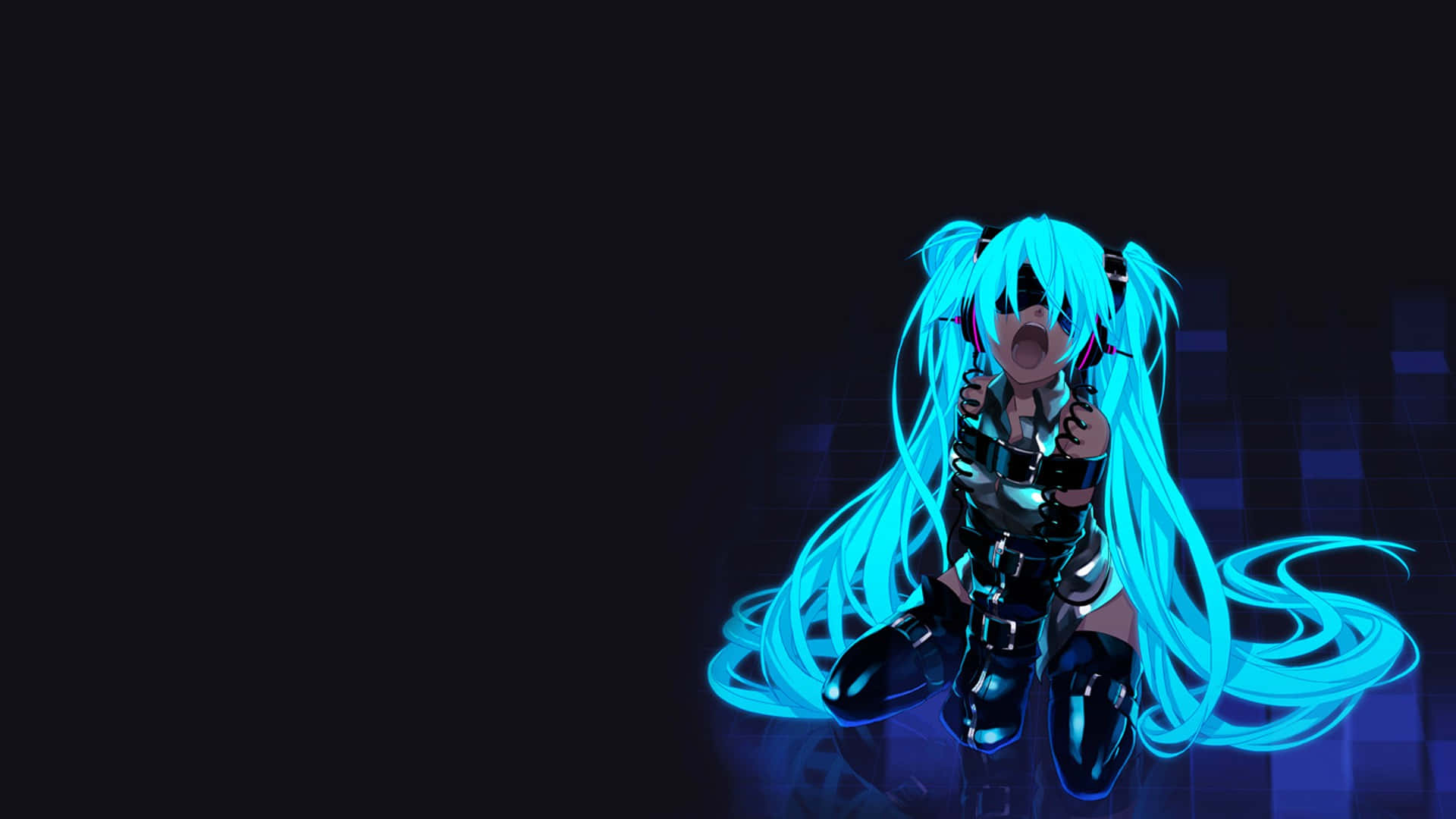 1920x1080 Anime Hatsune Miku ya Mwangaza wa Bluu Picha ya Ukuta