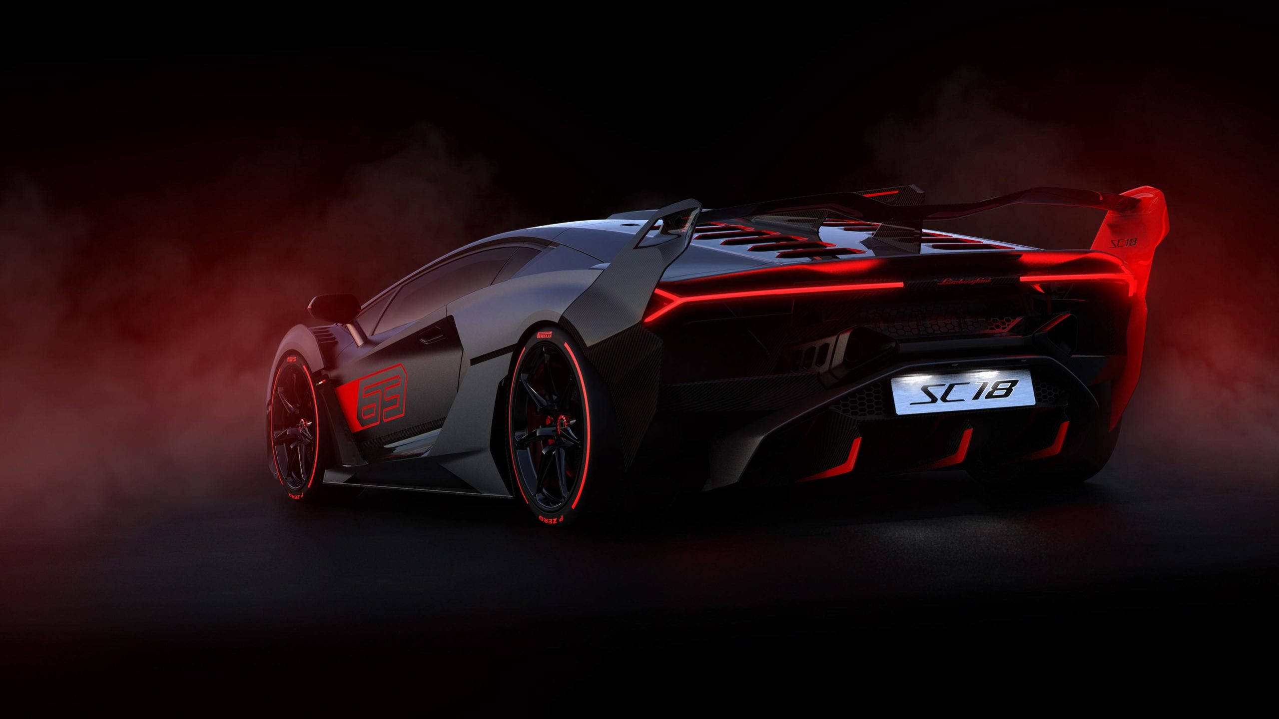 2560x1440 Gari Nyekundu na Nyeusi Lamborghini Aventador Picha ya Ukuta