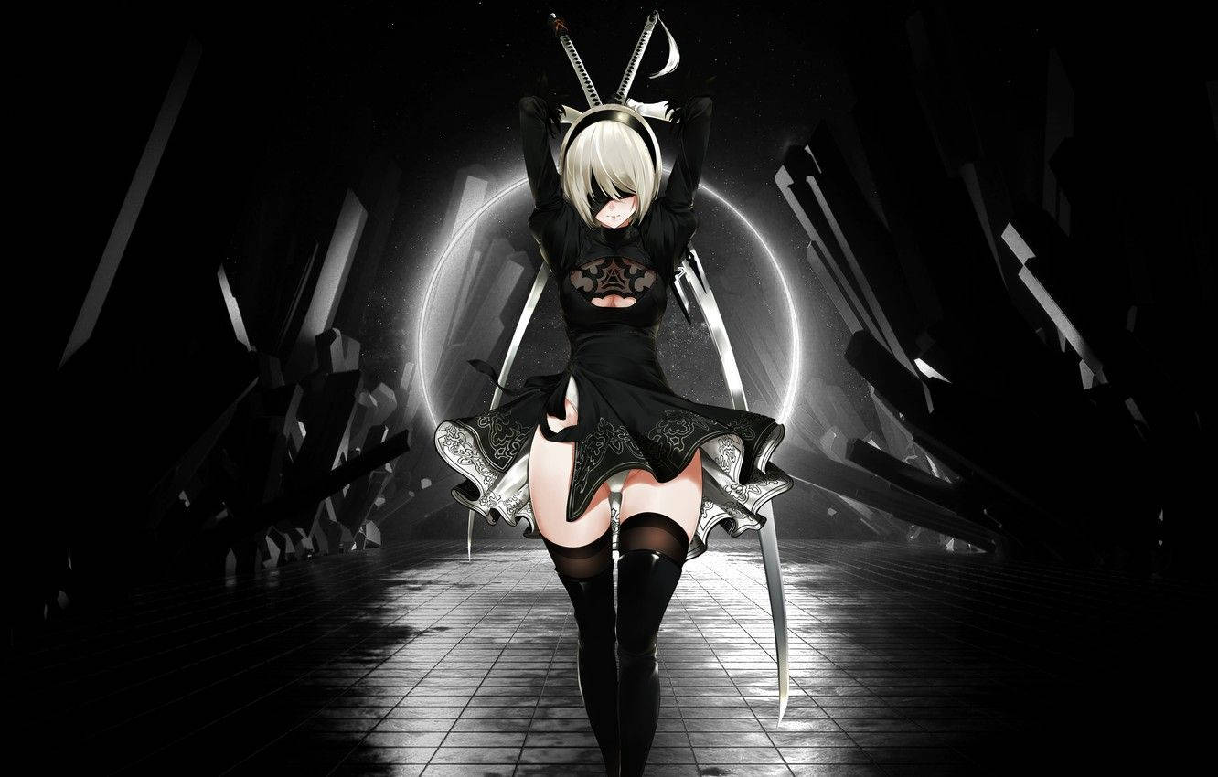 2B Nyeusi wa Anime Picha ya Ukuta