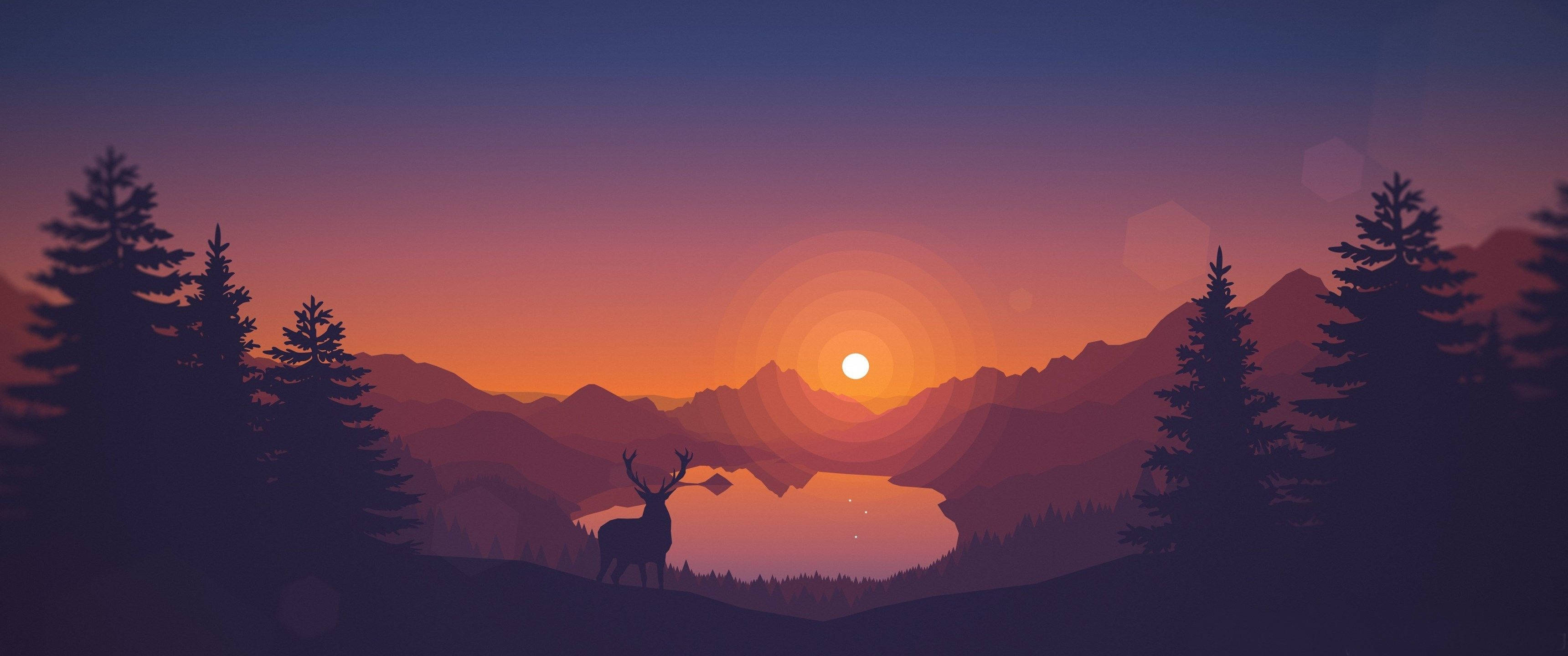 3440x1440 Jua la Kutua Bonde la Kima cha Chini Picha ya Ukuta