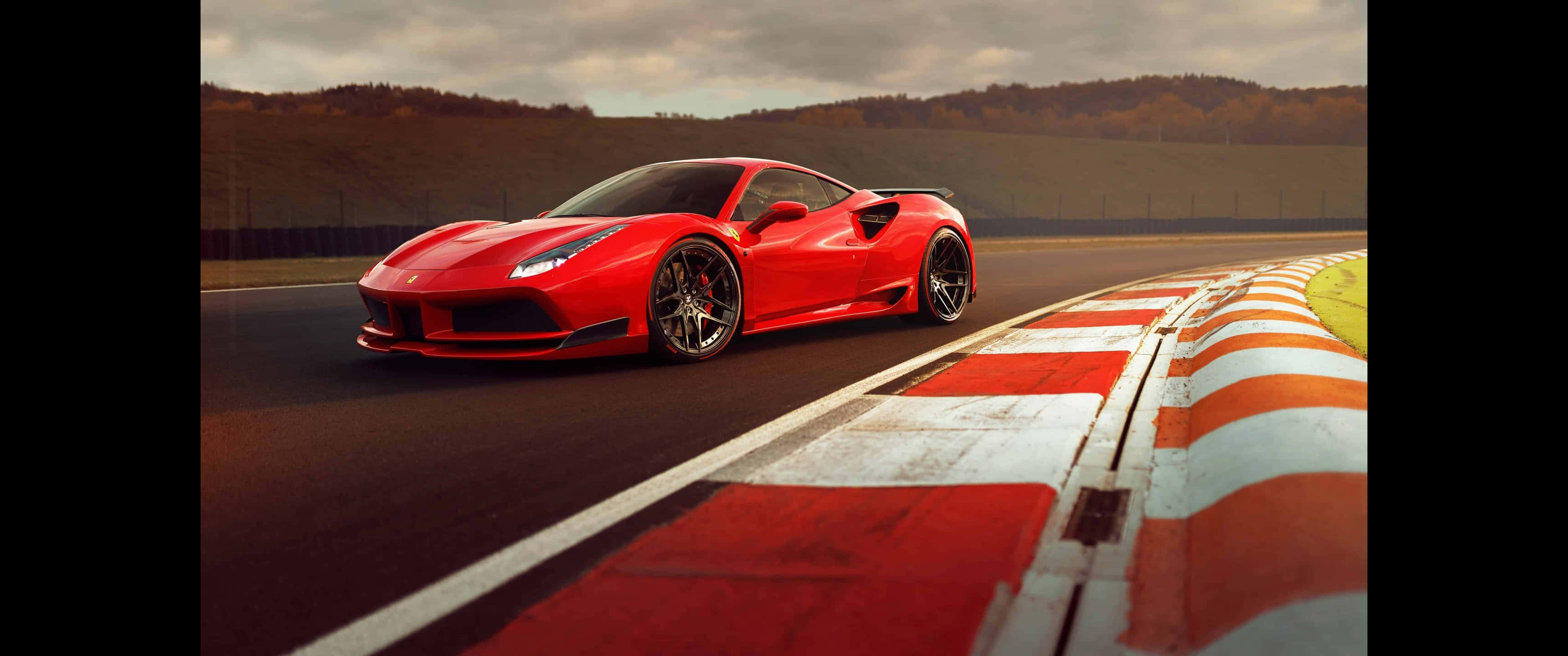 3440x1440p Ferrari Background Mstari Mwekundu na Mweupe Picha ya Ukuta