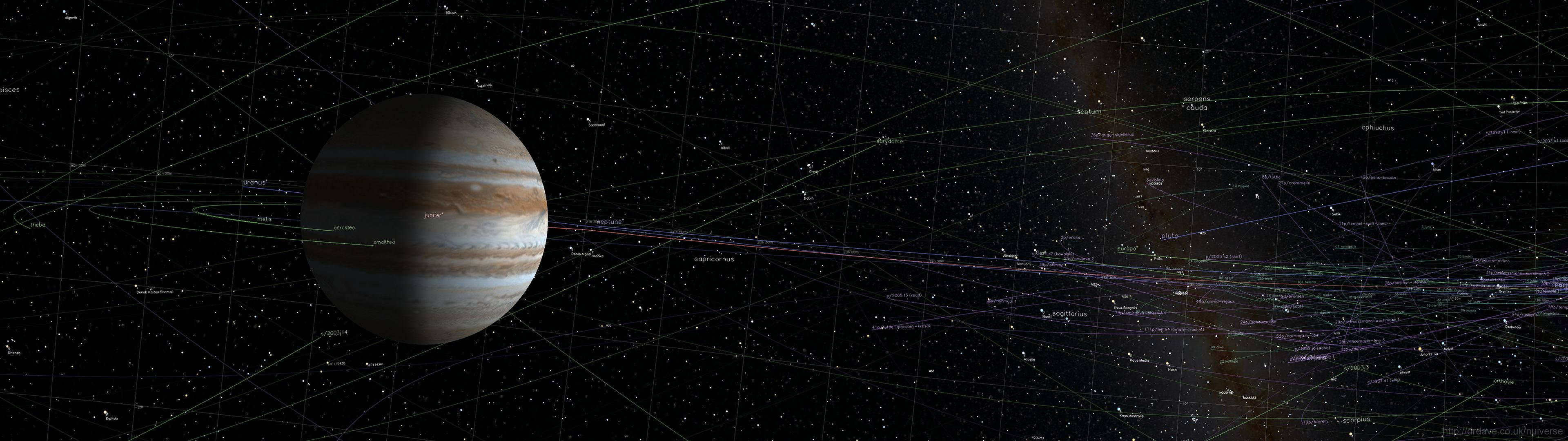 3840x1080 HD Kufuatilia Mbili Jupiter Picha ya Ukuta