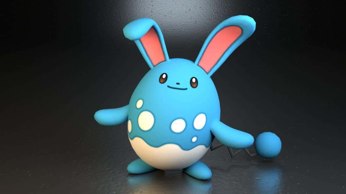 3D Azumarill Background Nyeusi Picha ya Ukuta