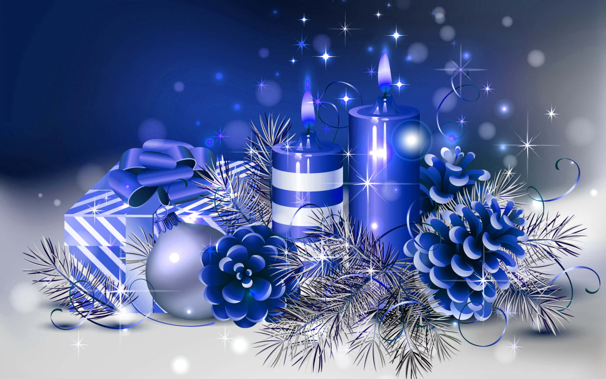 3D Christmas tree with red ornaments and glowing snowflakes in a festive scene. Picha ya Ukuta