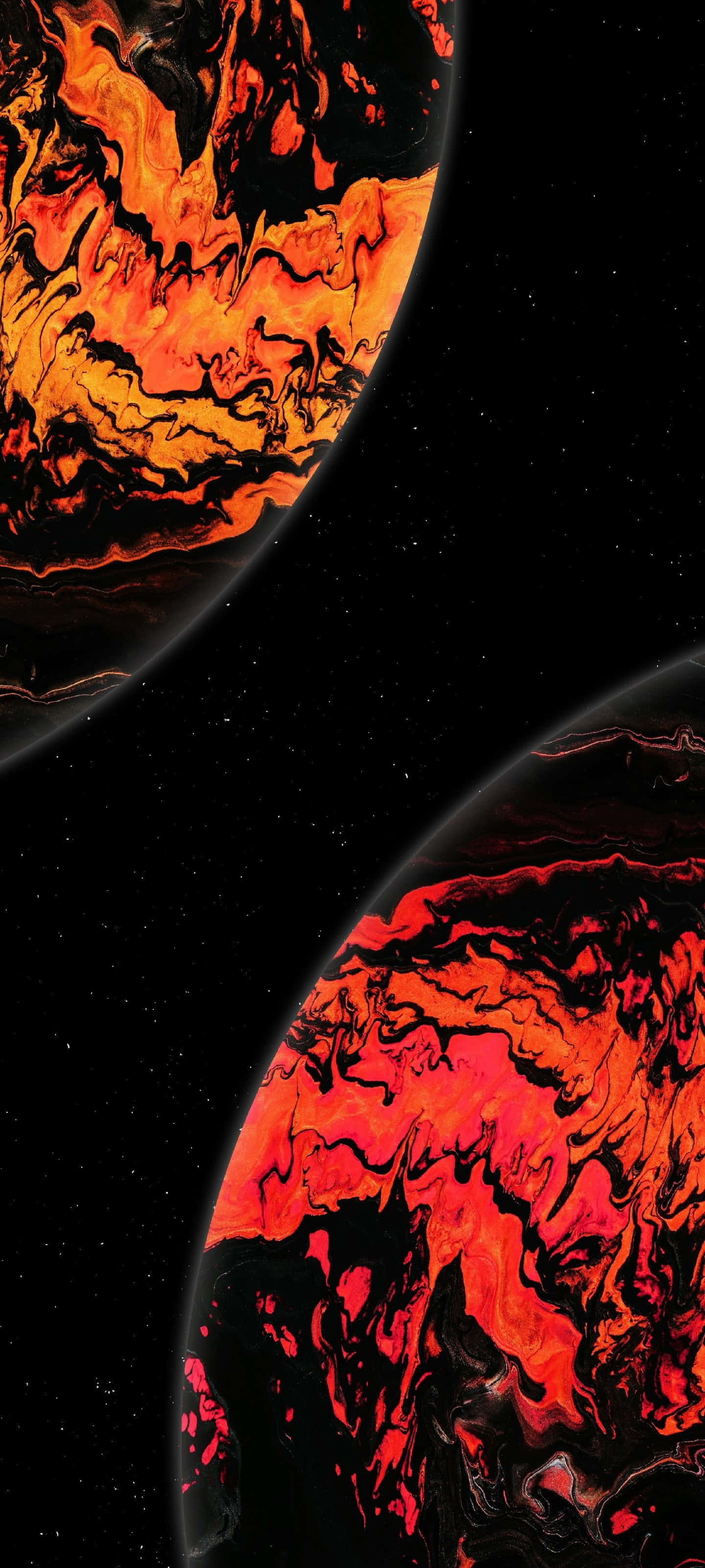 4K AMOLED Background Red And Yellow Planets Close To Each Other Picha ya Ukuta