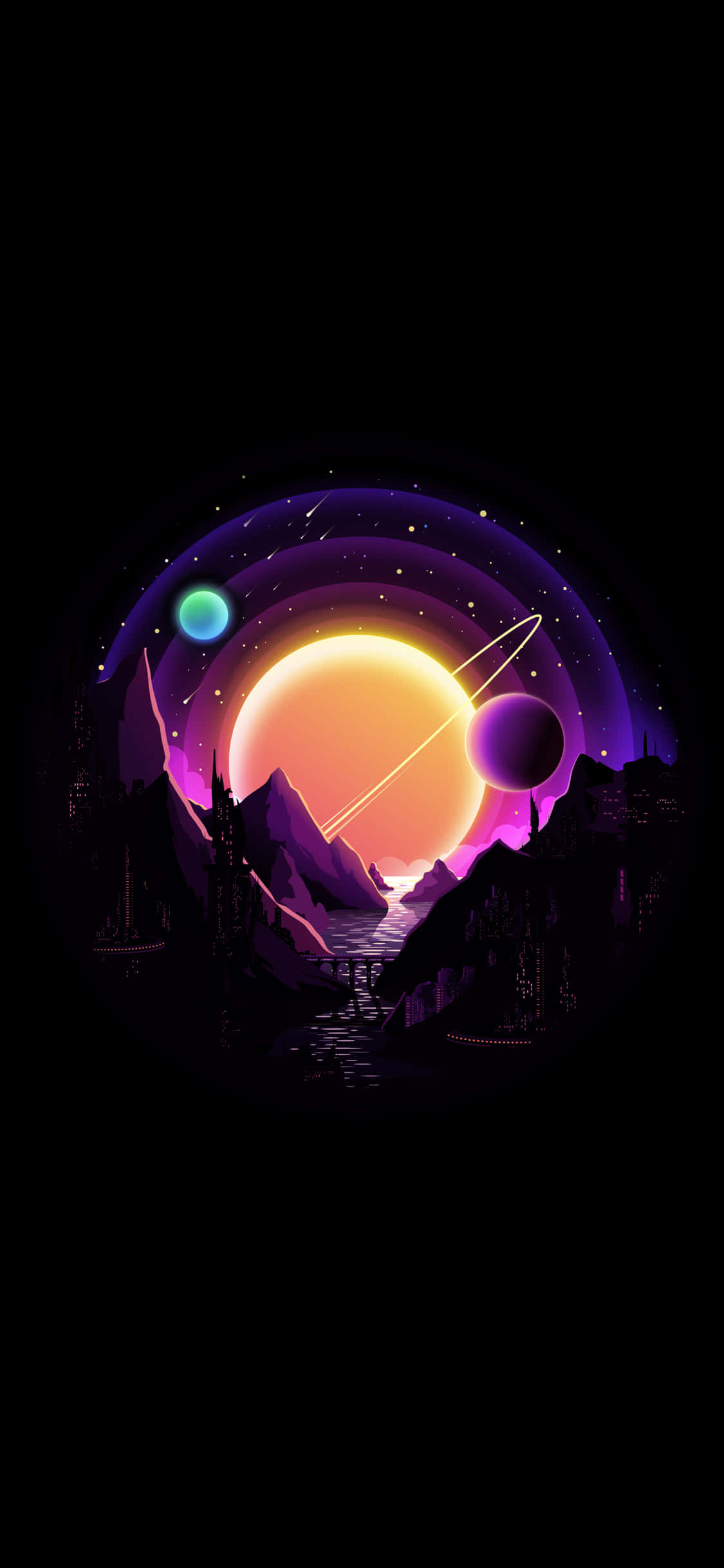 4K AMOLED Background Sayari Zinazowazunguka Picha ya Ukuta