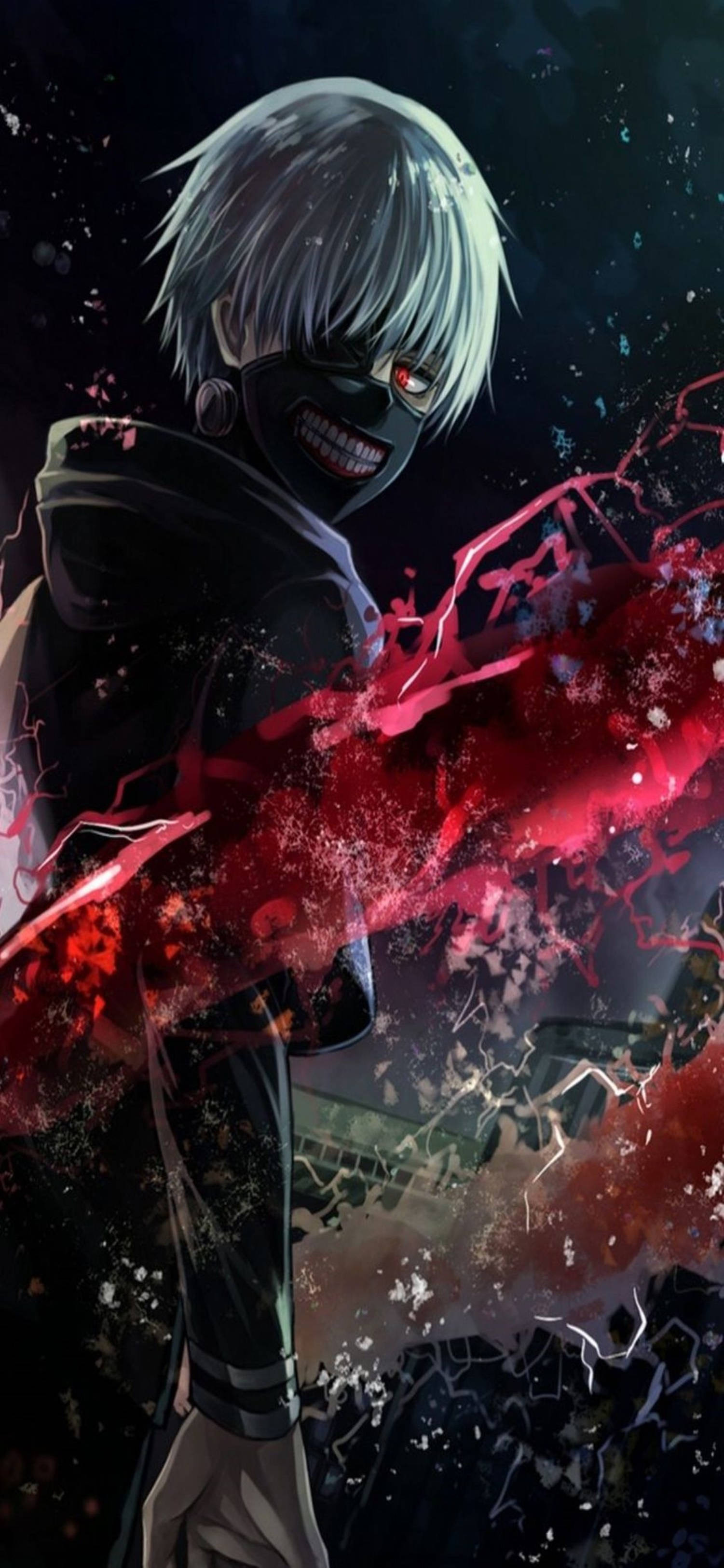4K Anime iPhone Tokyo Ghoul Mkono Mwekundu Picha ya Ukuta