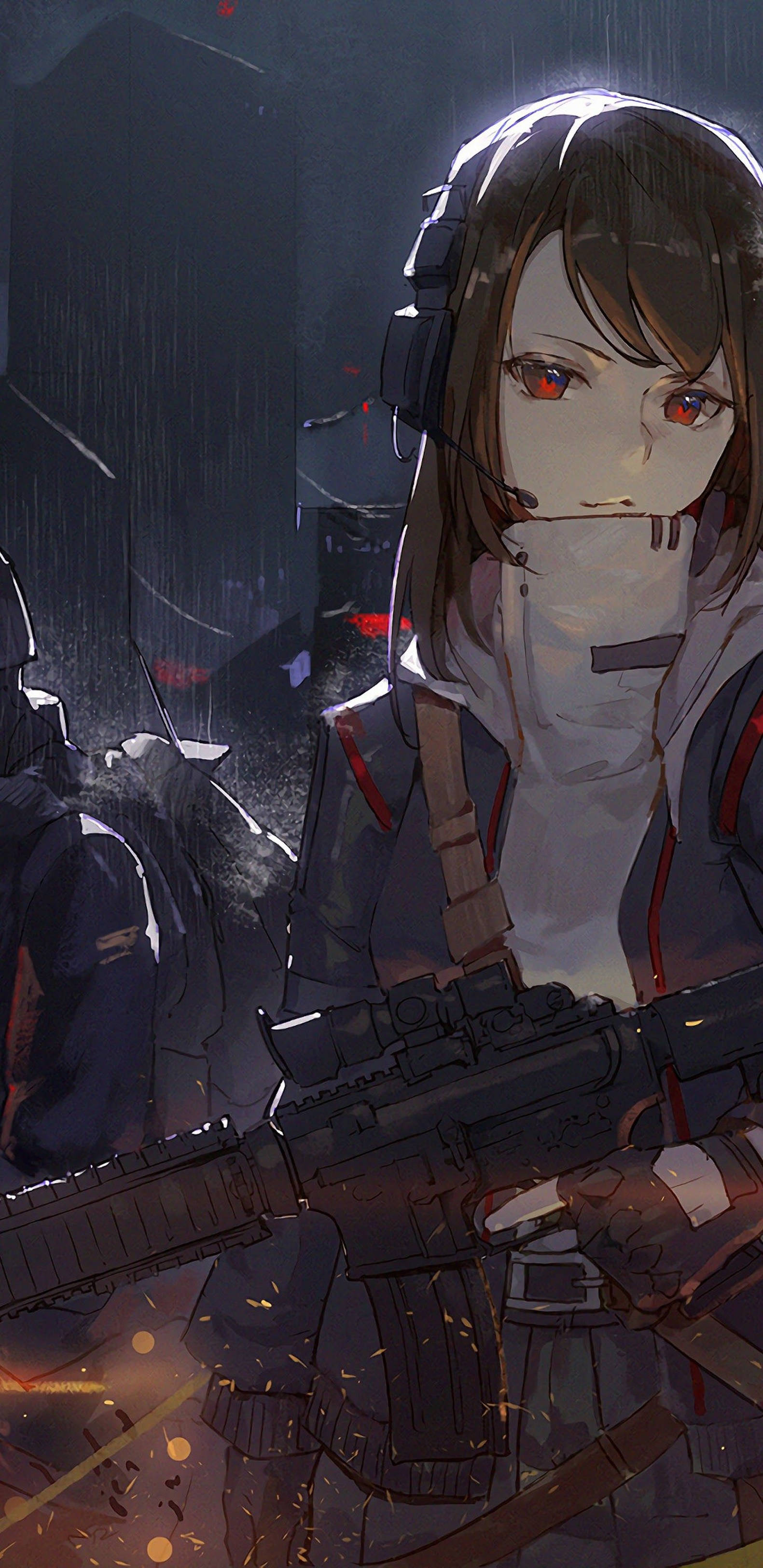 4K Anime Msichana Mkali Mwenye Silaha Picha ya Ukuta