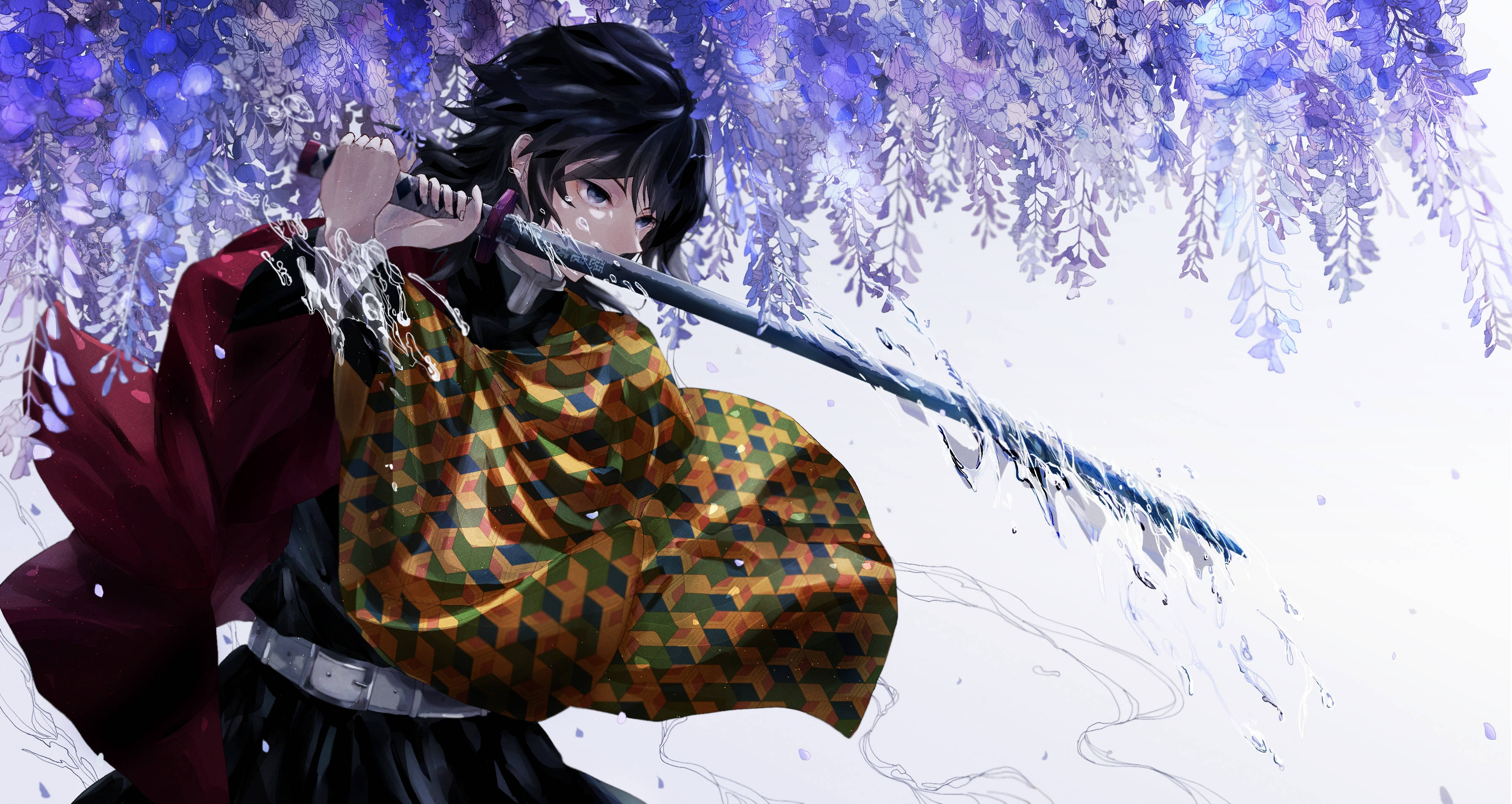 4K Gyu Wisteria ya Demon Slayer Picha ya Ukuta