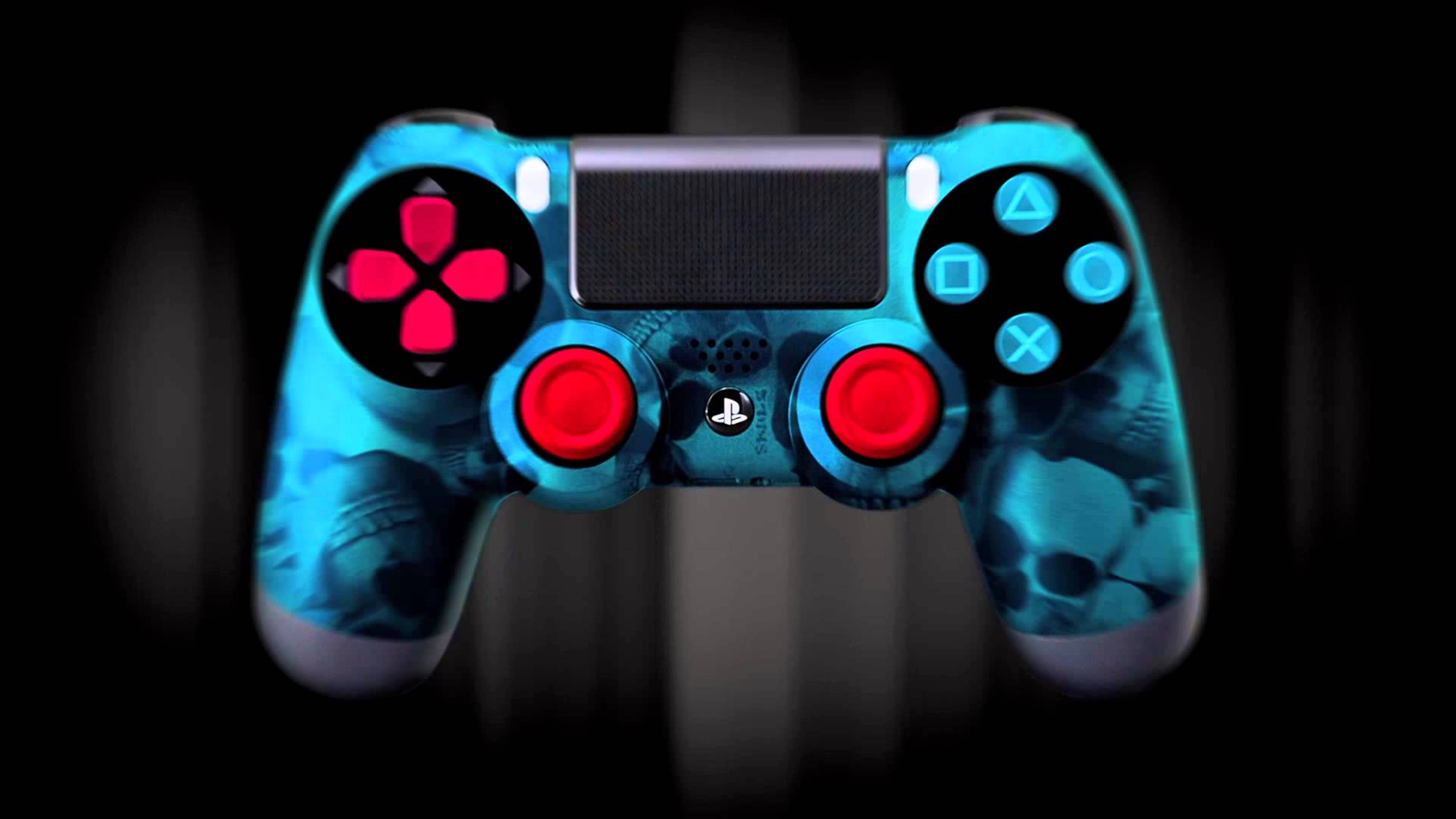 4K PS4 yenye Nakshi ya Fuvu la Neon Picha ya Ukuta