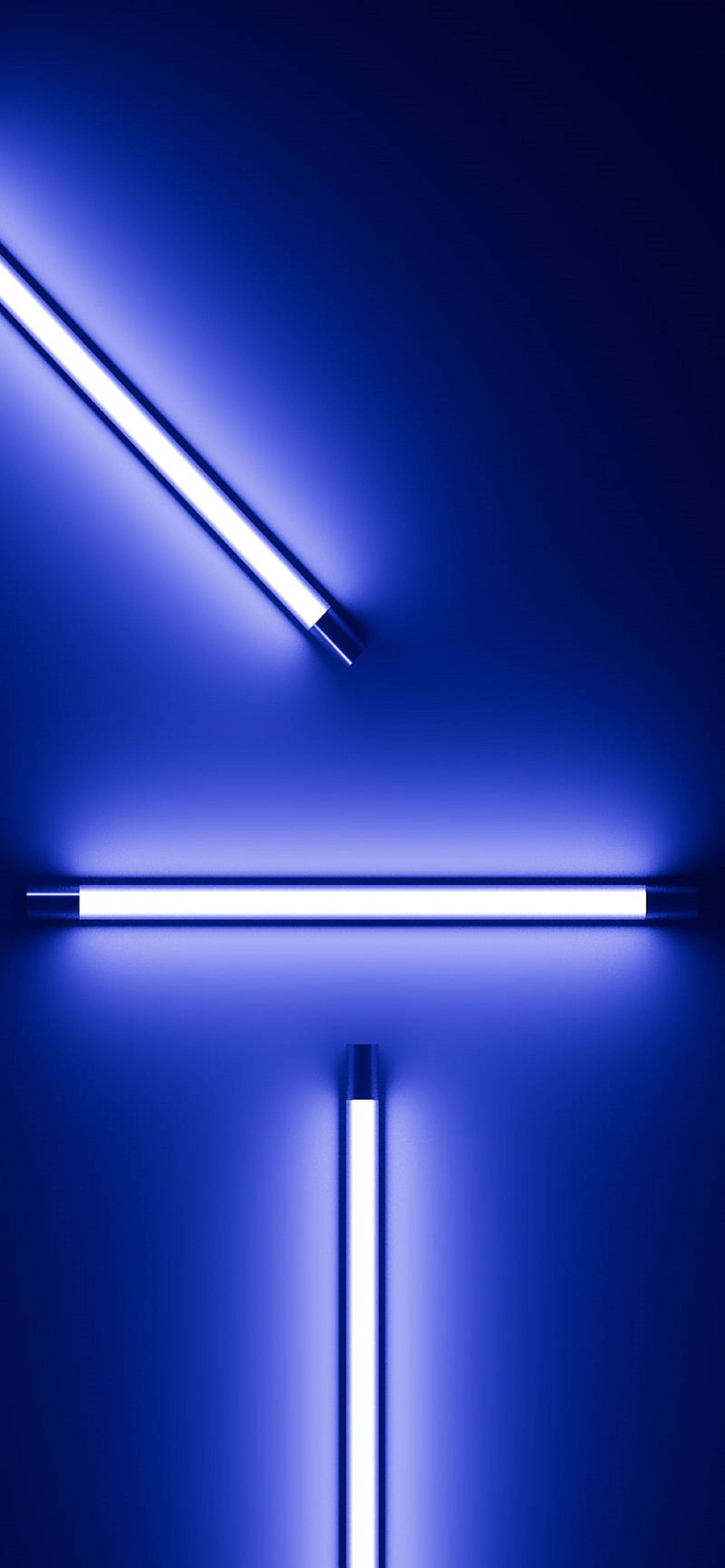 4K Taa za Buluu za Neon kwenye Ukuta kwa iPhone Picha ya Ukuta