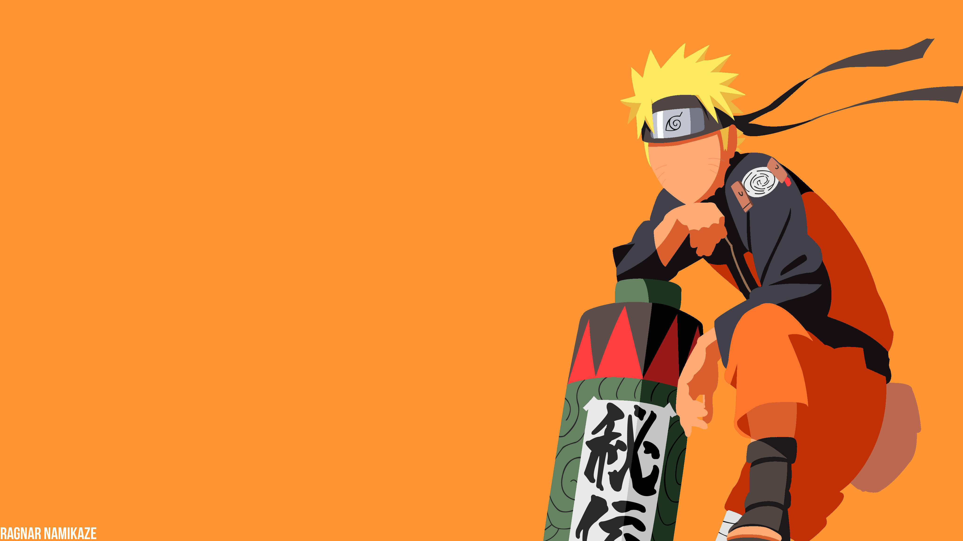 4K Ultra HD Naruto Rahisi ya Rangi ya Chungwa Picha ya Ukuta