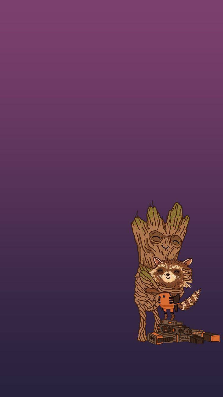4K Walinzi wa Galaxy Groot na Rocket Raccoon Picha ya Ukuta