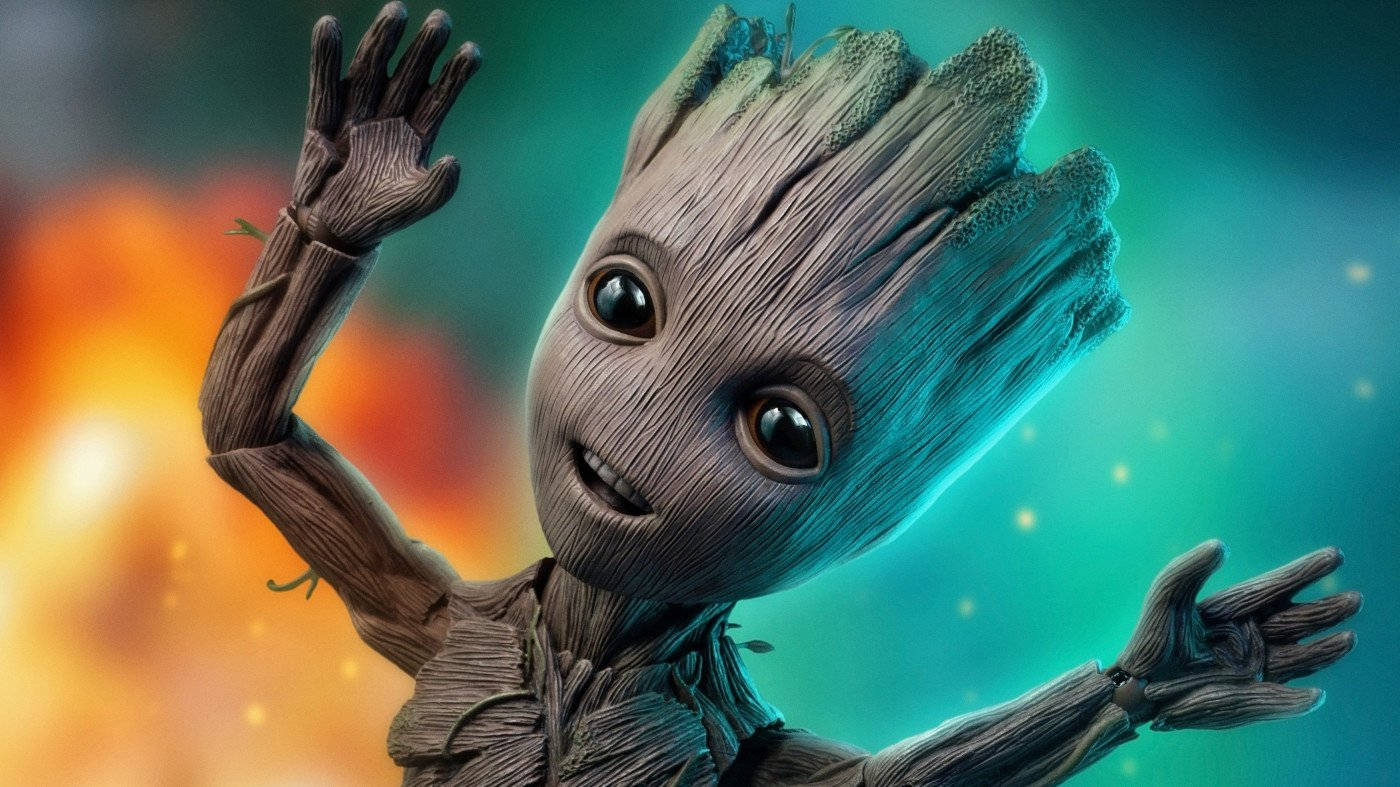 4K Watazamaji Wa Galaxy Baby Groot Anayegonga Picha ya Ukuta