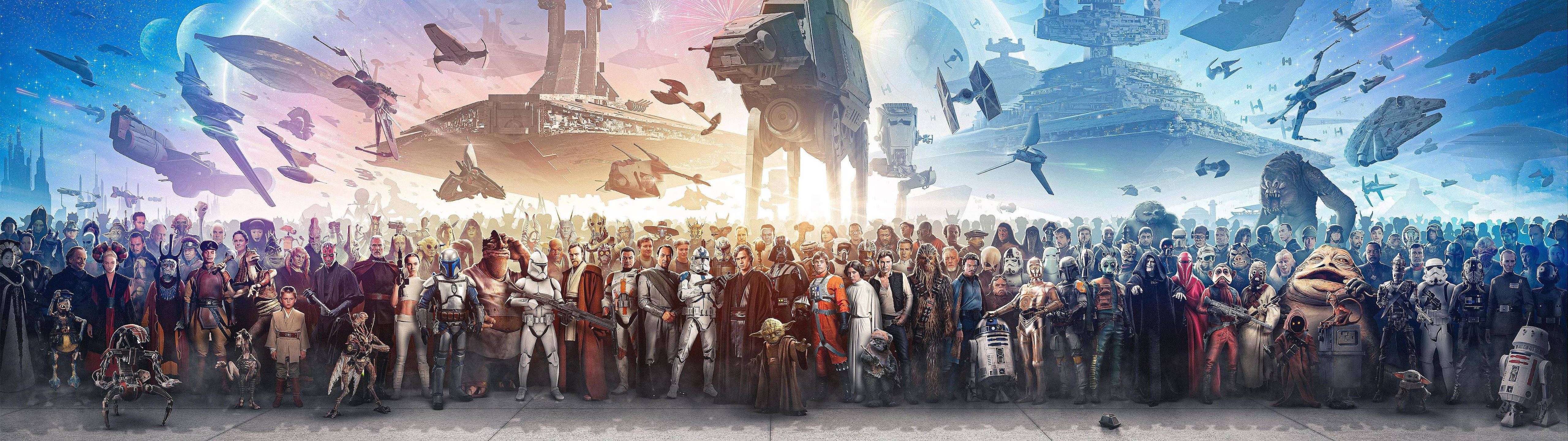 5120x1440 Wahusika wa Mchezo wa Star Wars Picha ya Ukuta