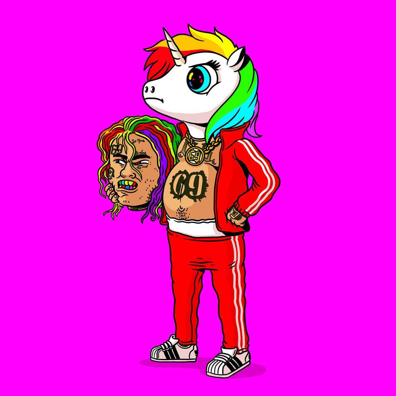 6ix9ine na Nyati wa Upinde wa Mvua Picha ya Ukuta