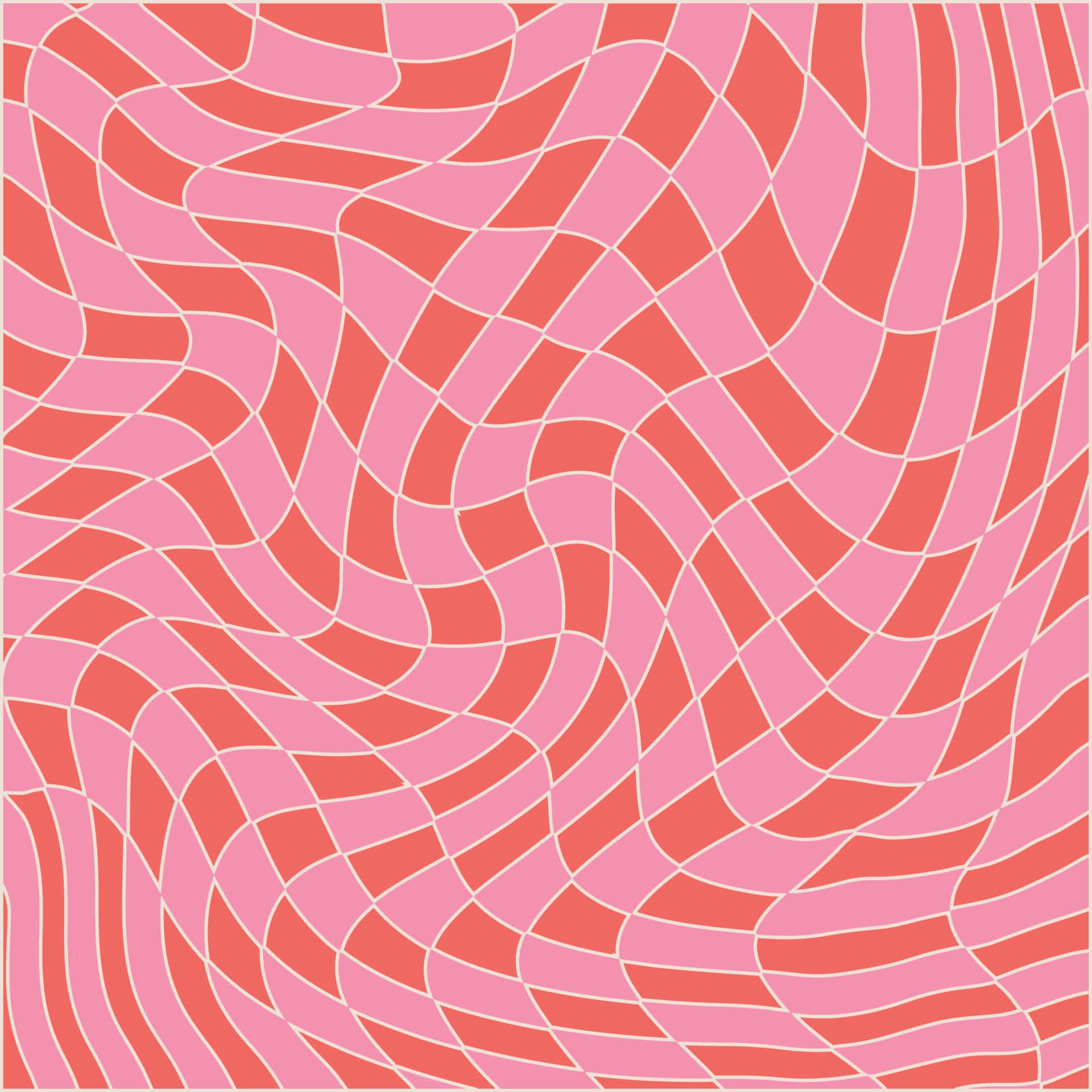 70's Groovy Background Pink Curvy Square Texture Picha ya Ukuta