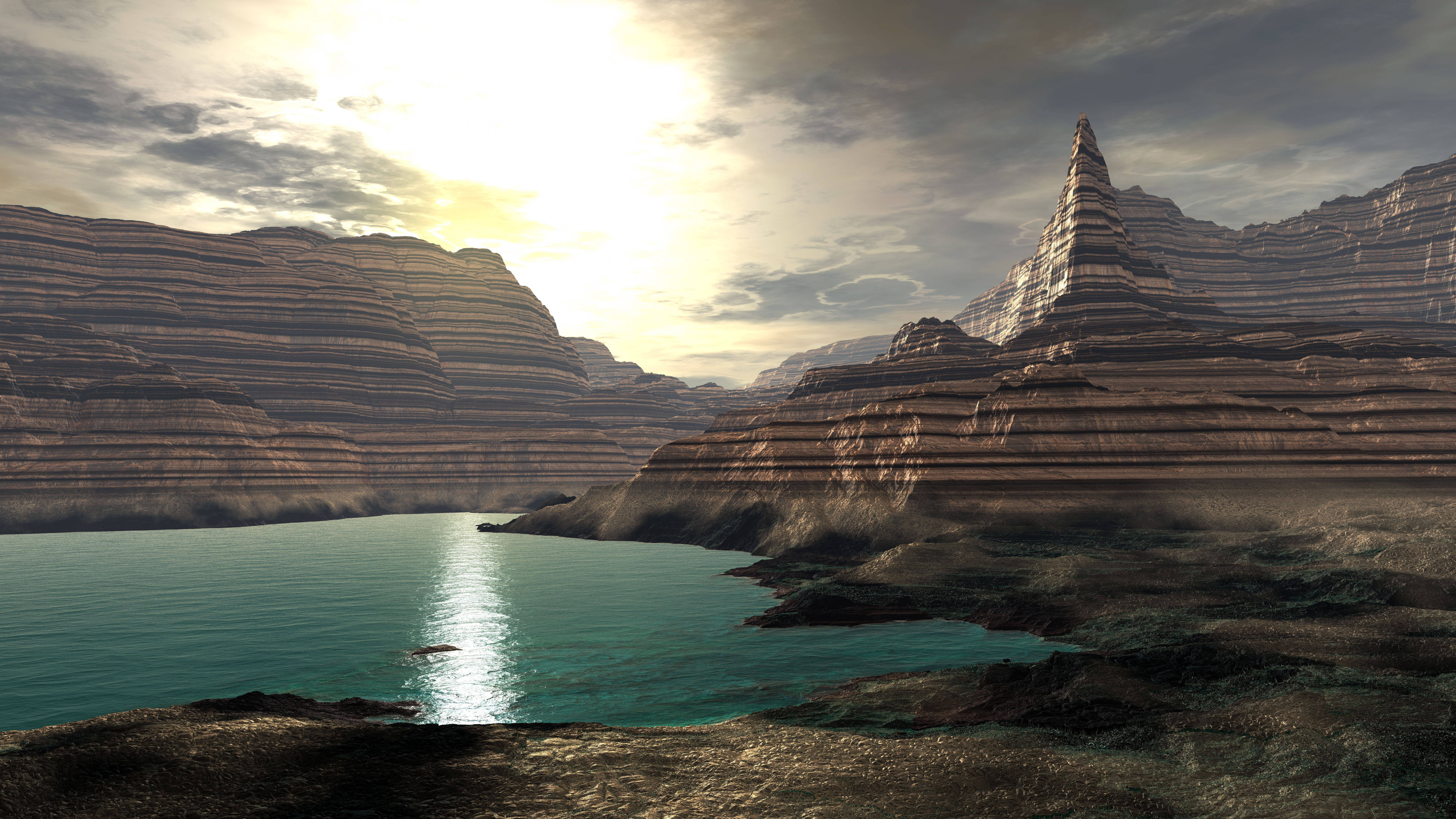 8K 7680x4320 Ultra HD Resolution Desktop Canyon Picha ya Ukuta