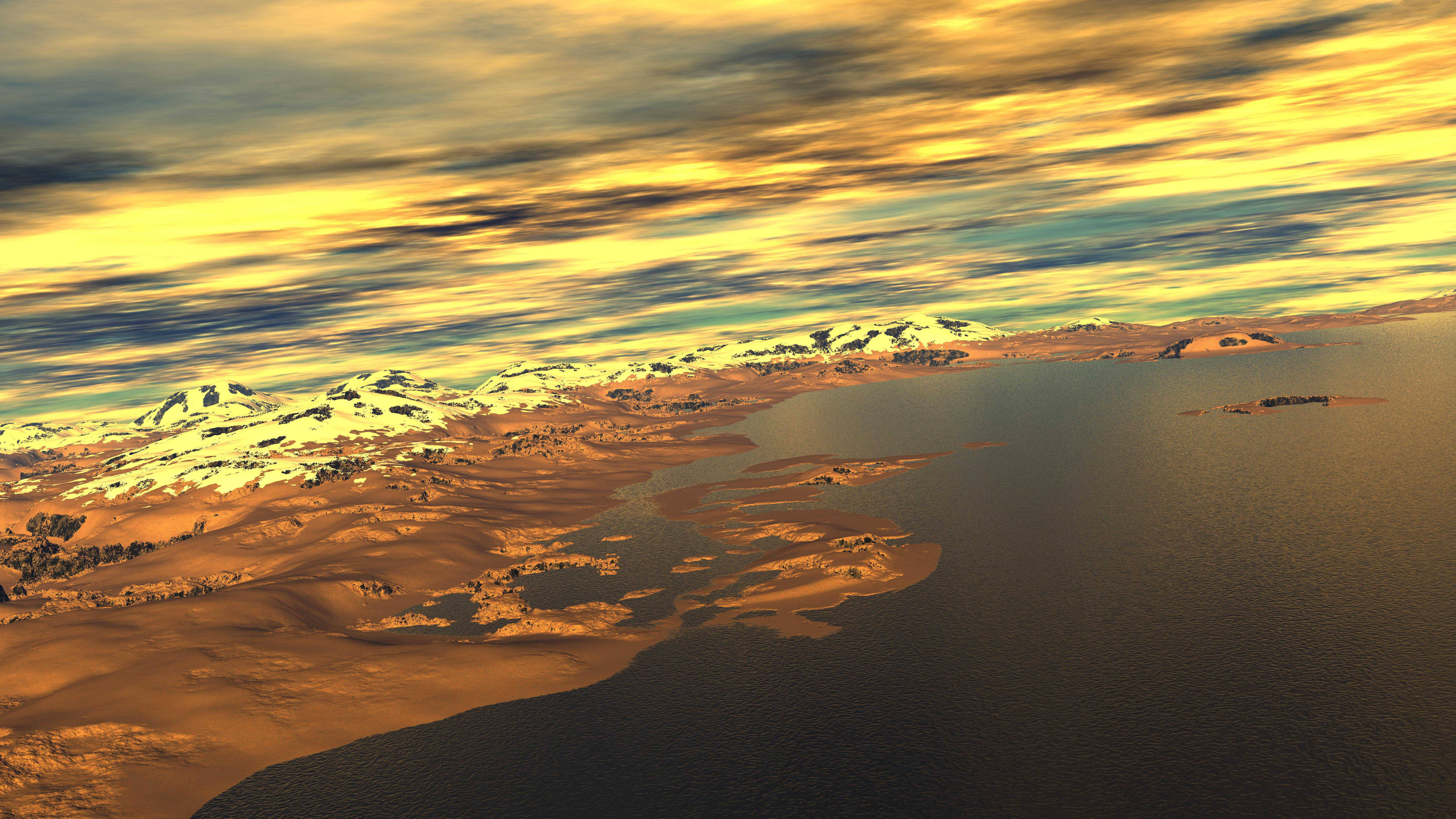 8K 7680x4320 Ultra HD Resolution Desktop Sunset Picha ya Ukuta