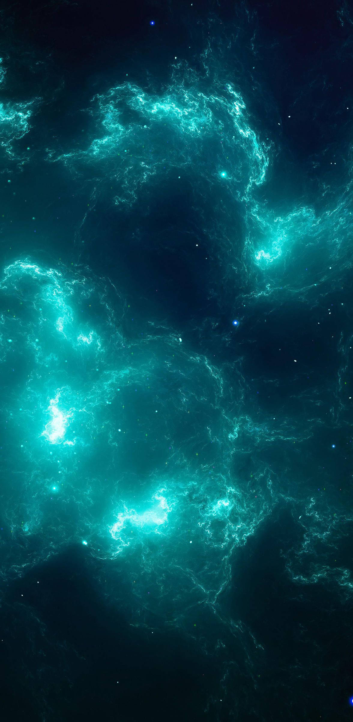 8K iPhone Nebula Bluu Picha ya Ukuta