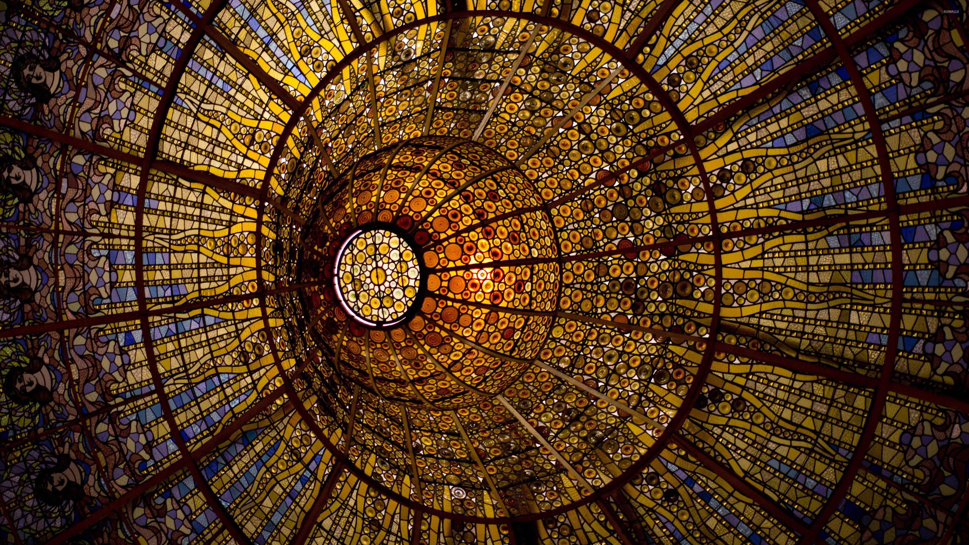 A beautiful stained glass pattern window Picha ya Ukuta