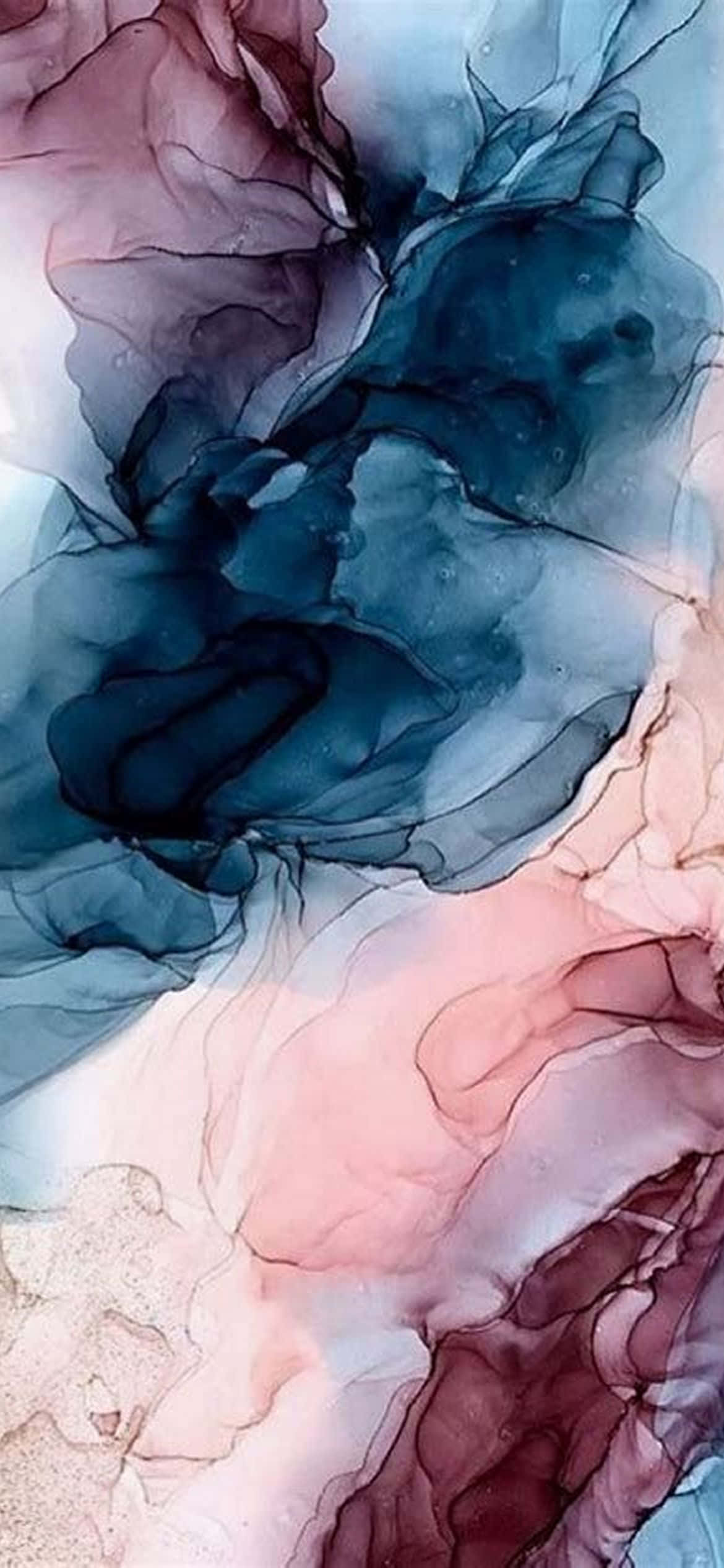 a blue and pink watercolor painting on a wall Picha ya Ukuta