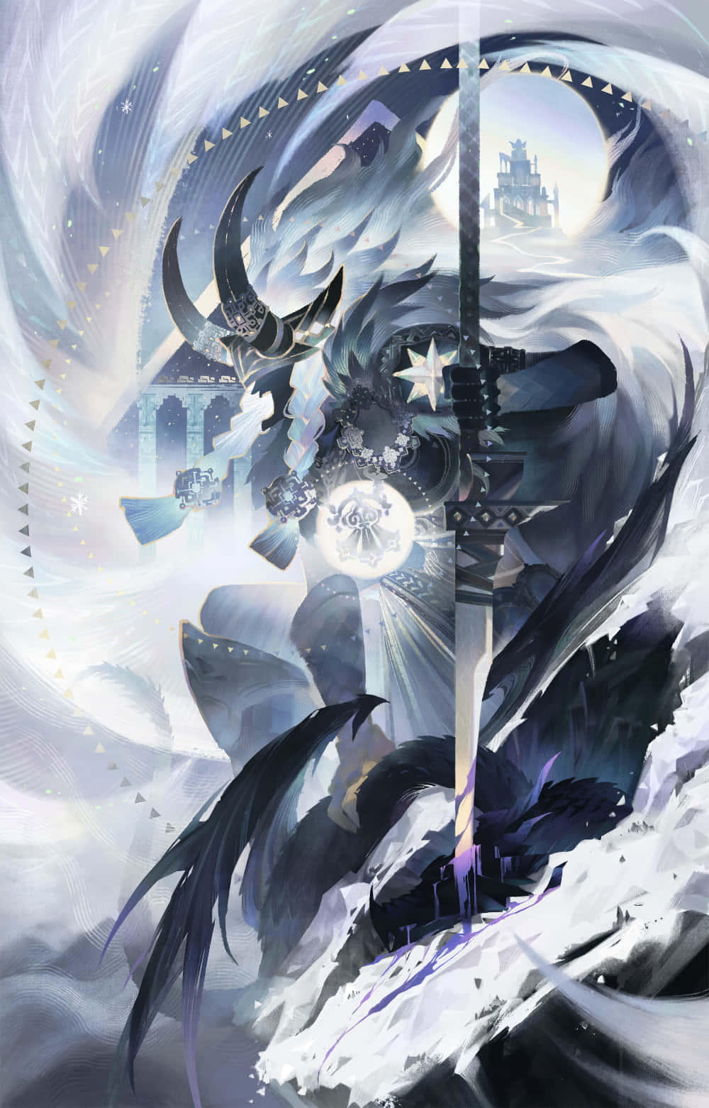 a demon with a sword in the snow Picha ya Ukuta