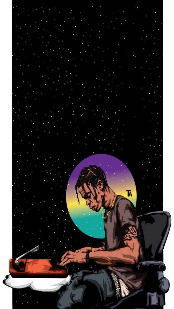 A fan viewing the Travis Scott Astroworld concert in the moment! Picha ya Ukuta