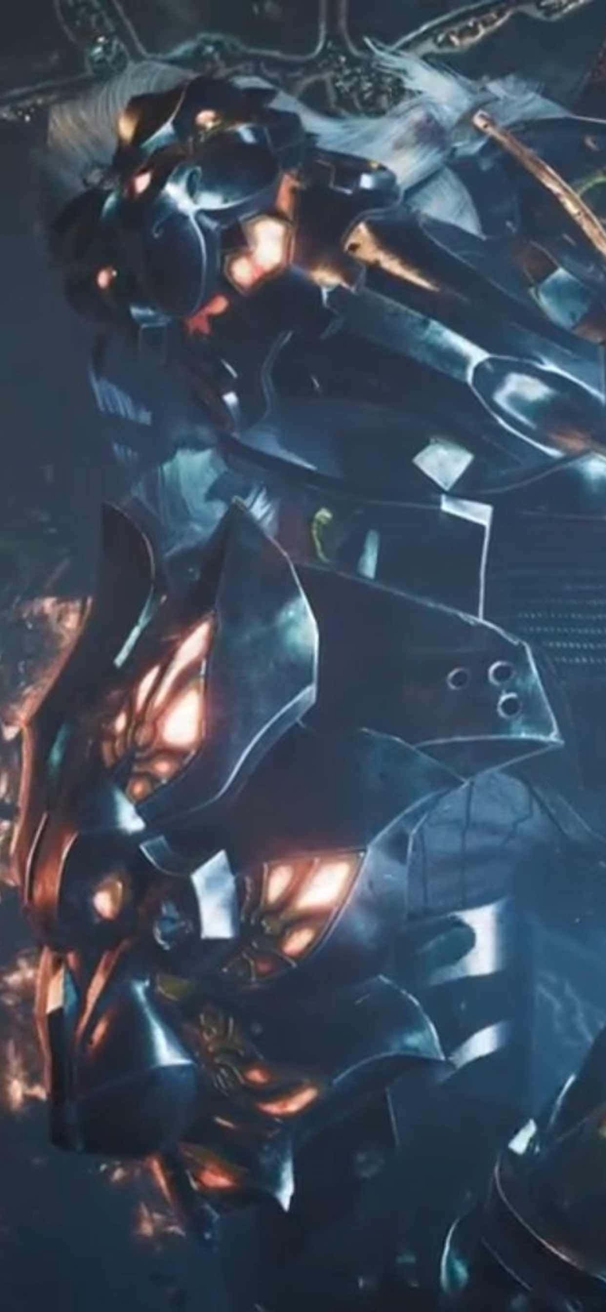 a futuristic robot with a glowing head Picha ya Ukuta