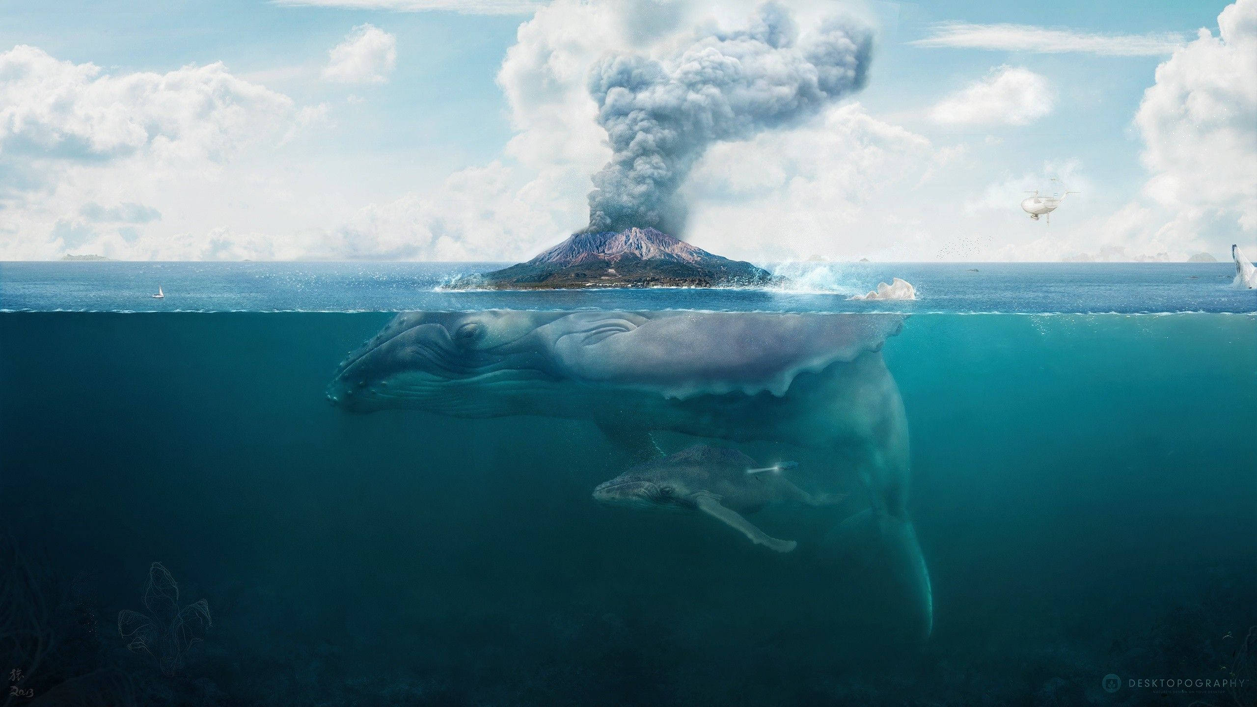 A Giant Whale Majestically Swimming in the Ocean Picha ya Ukuta