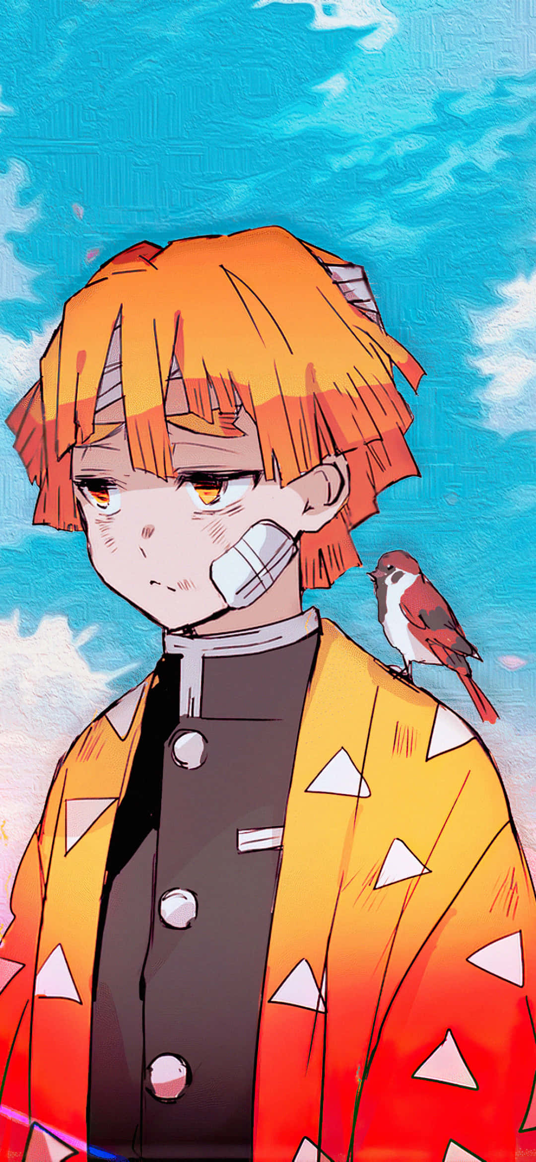a man with orange hair and a bird on his shoulder Picha ya Ukuta