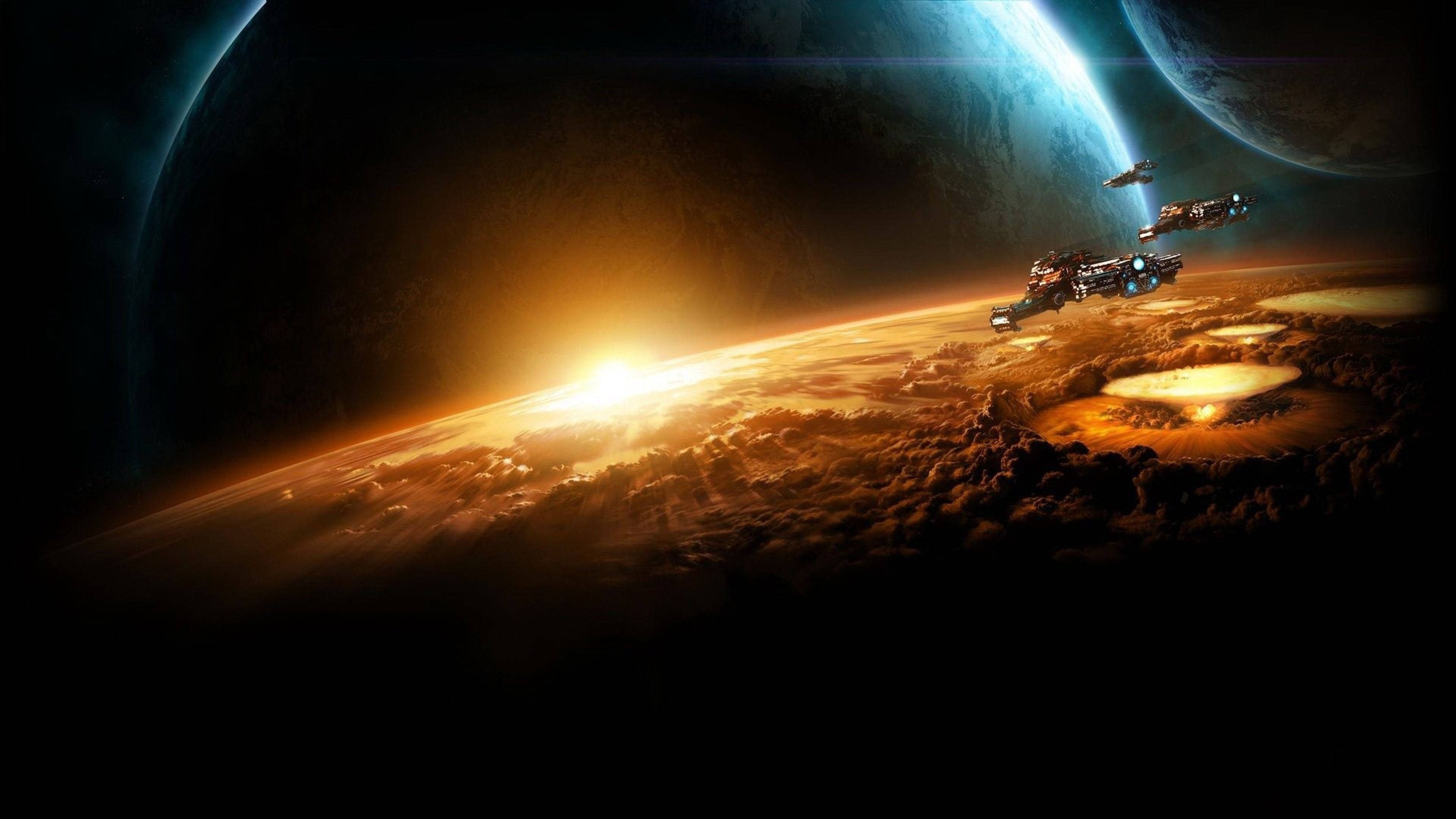 A Planetlanding of a StarcraftShip Picha ya Ukuta