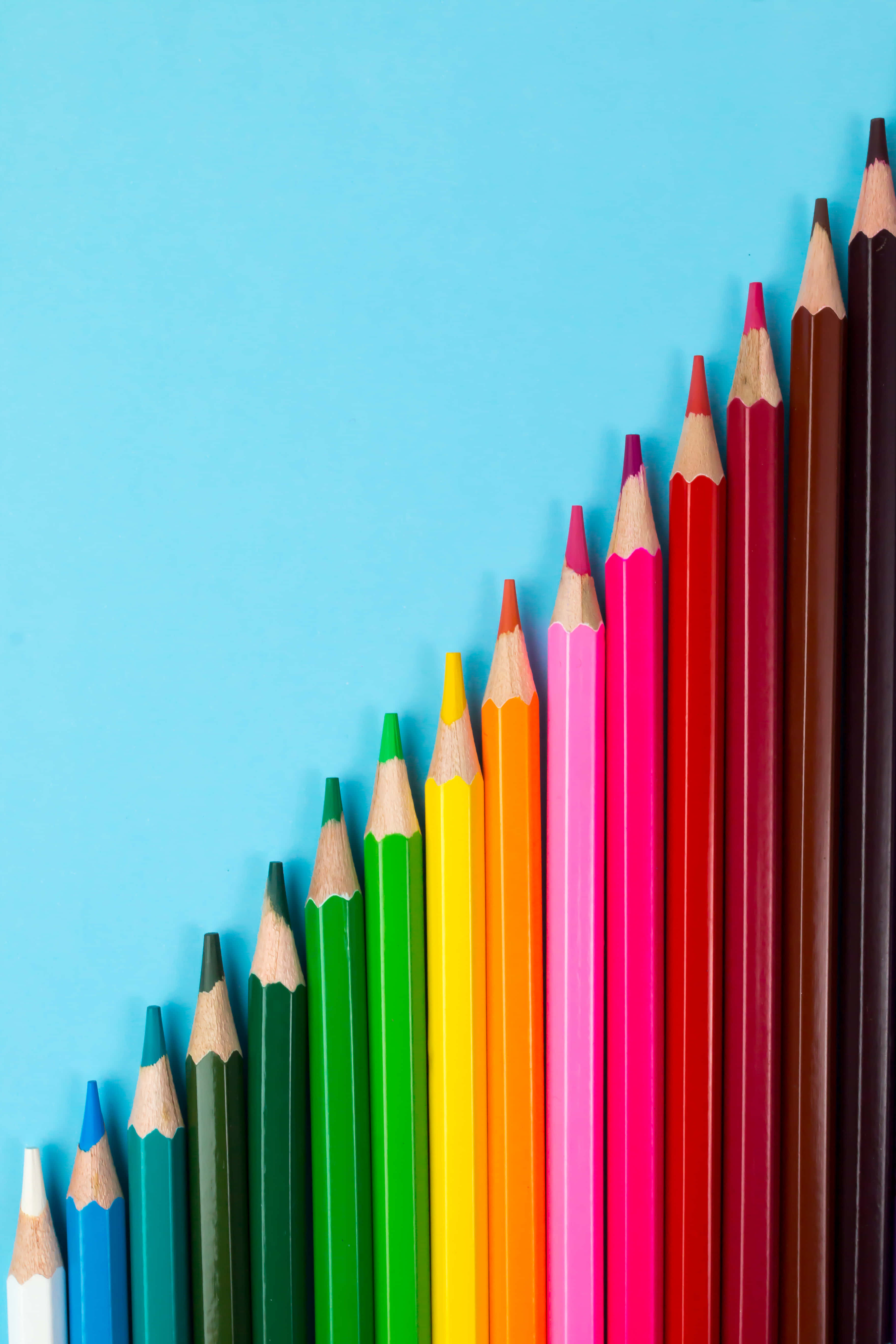 a row of colored pencils Picha ya Ukuta