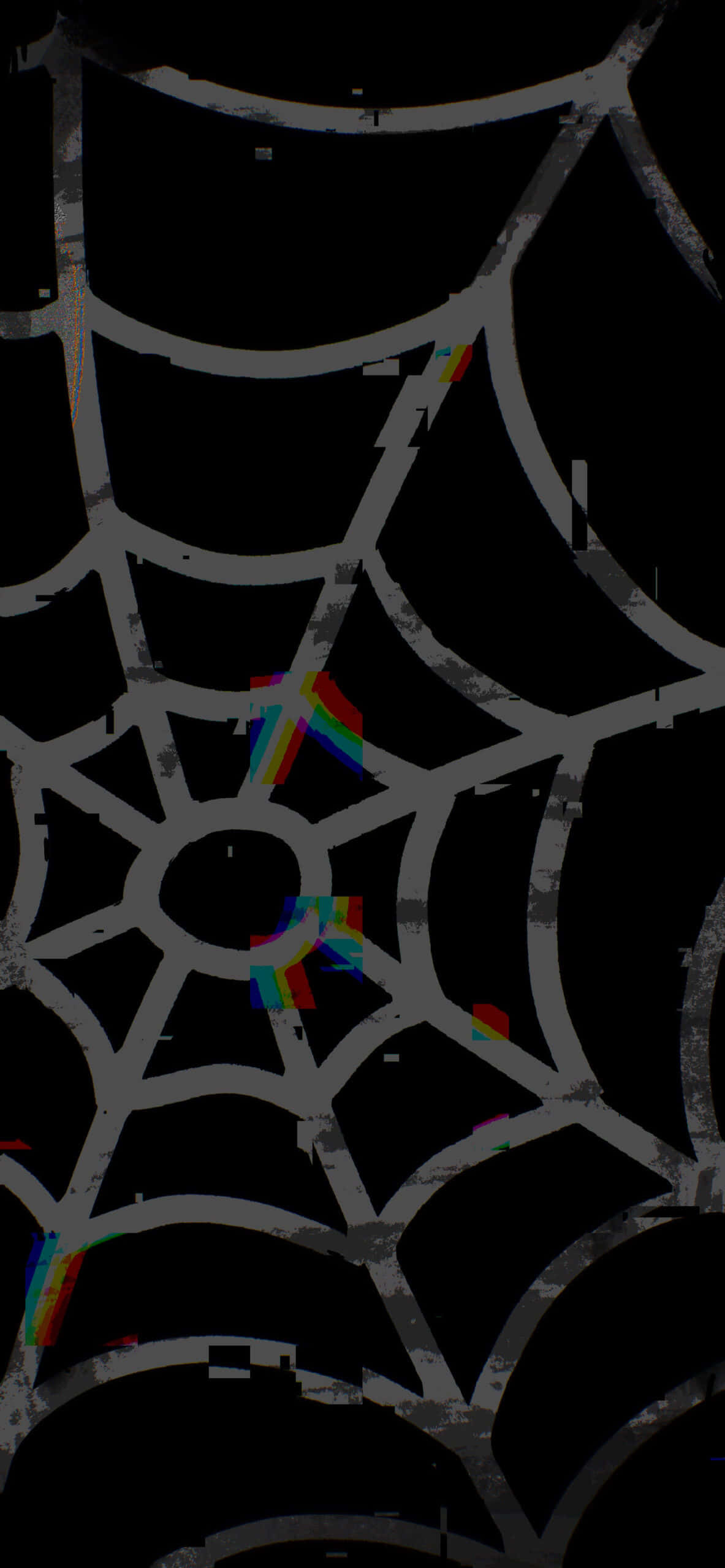 a spider web with rainbow colors Picha ya Ukuta