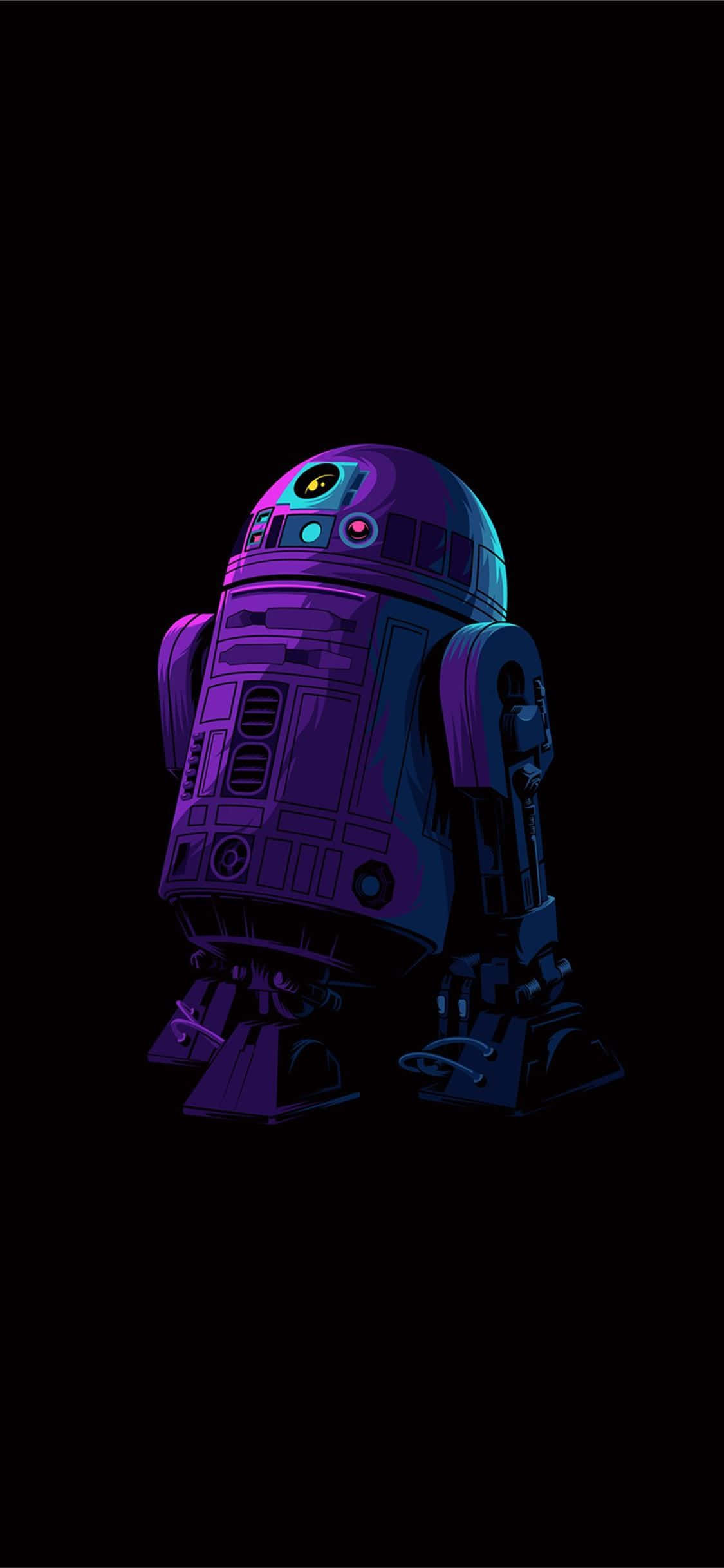 a star wars r2d2 on a black background Picha ya Ukuta