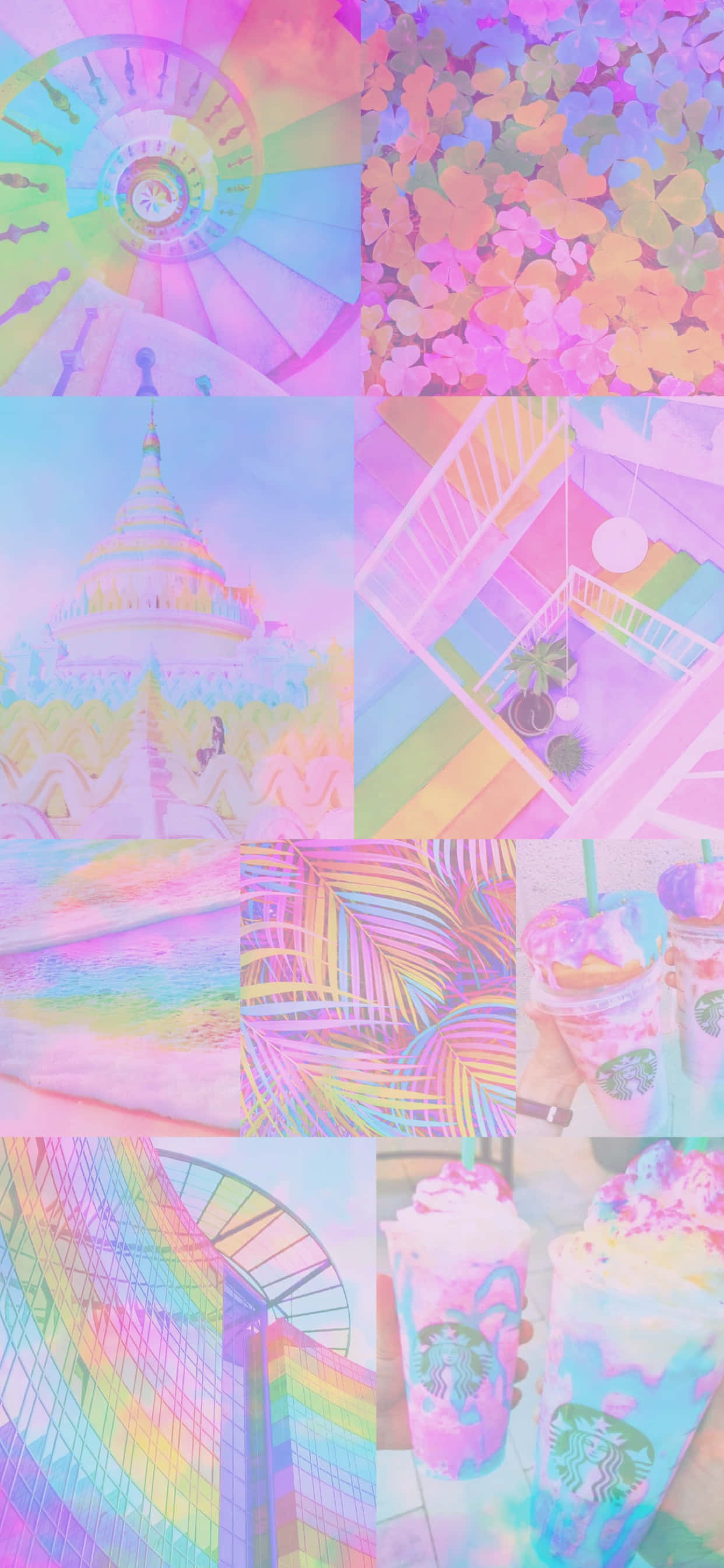 A vivid spectrum of colors in pink, yellow, and blue Picha ya Ukuta