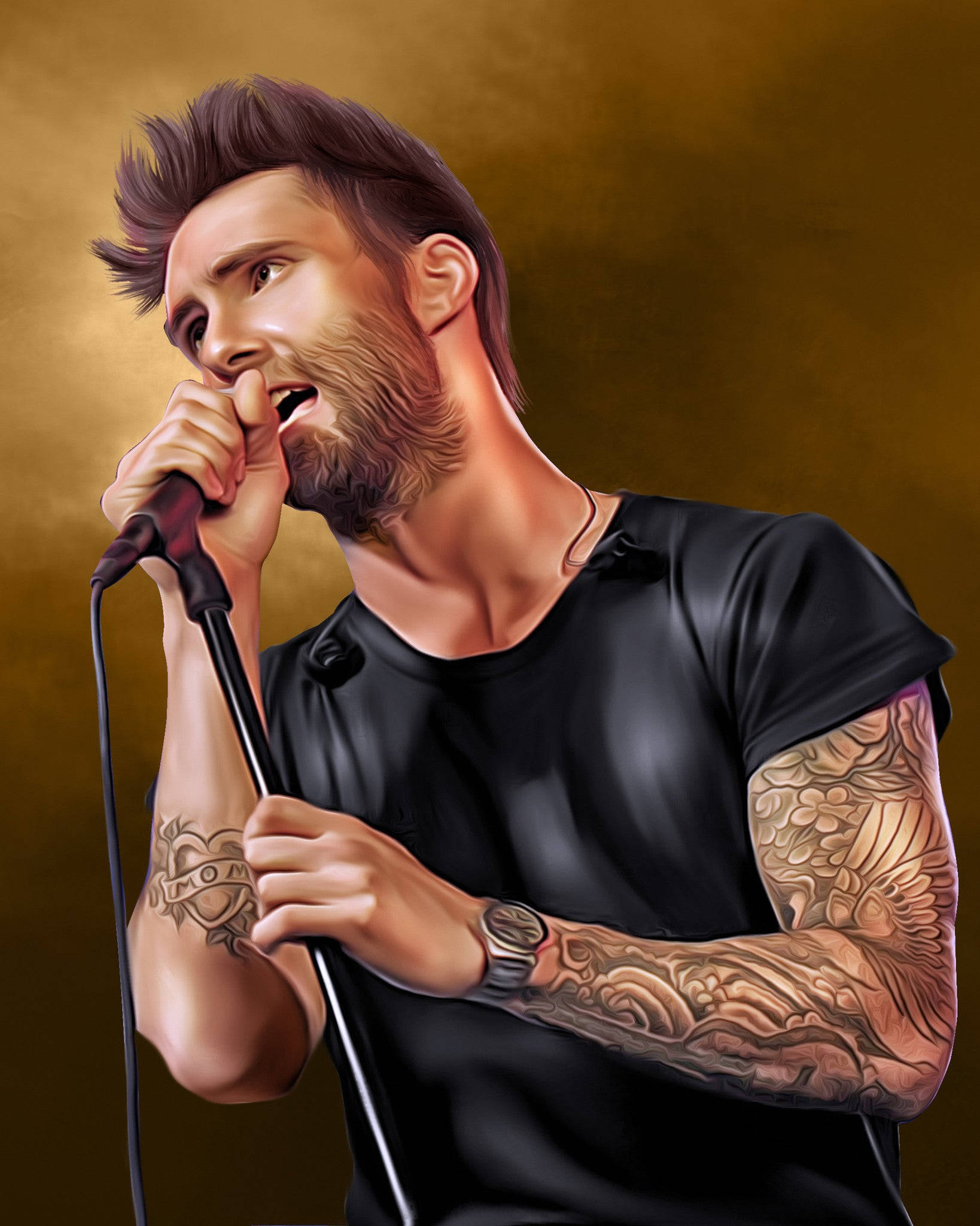 Adam Levine Digital Painting Picha ya Ukuta