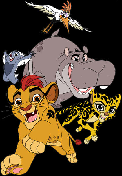Adventura ya Simba na Marafiki Wenye Uhuishaji Picha ya Ukuta