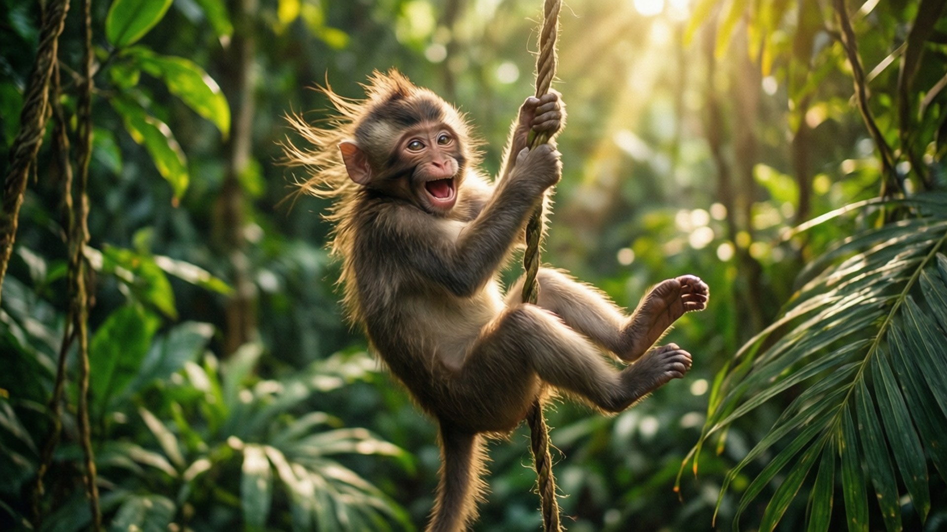 Adventure ya Tumbili Anayebembea Picha ya Ukuta