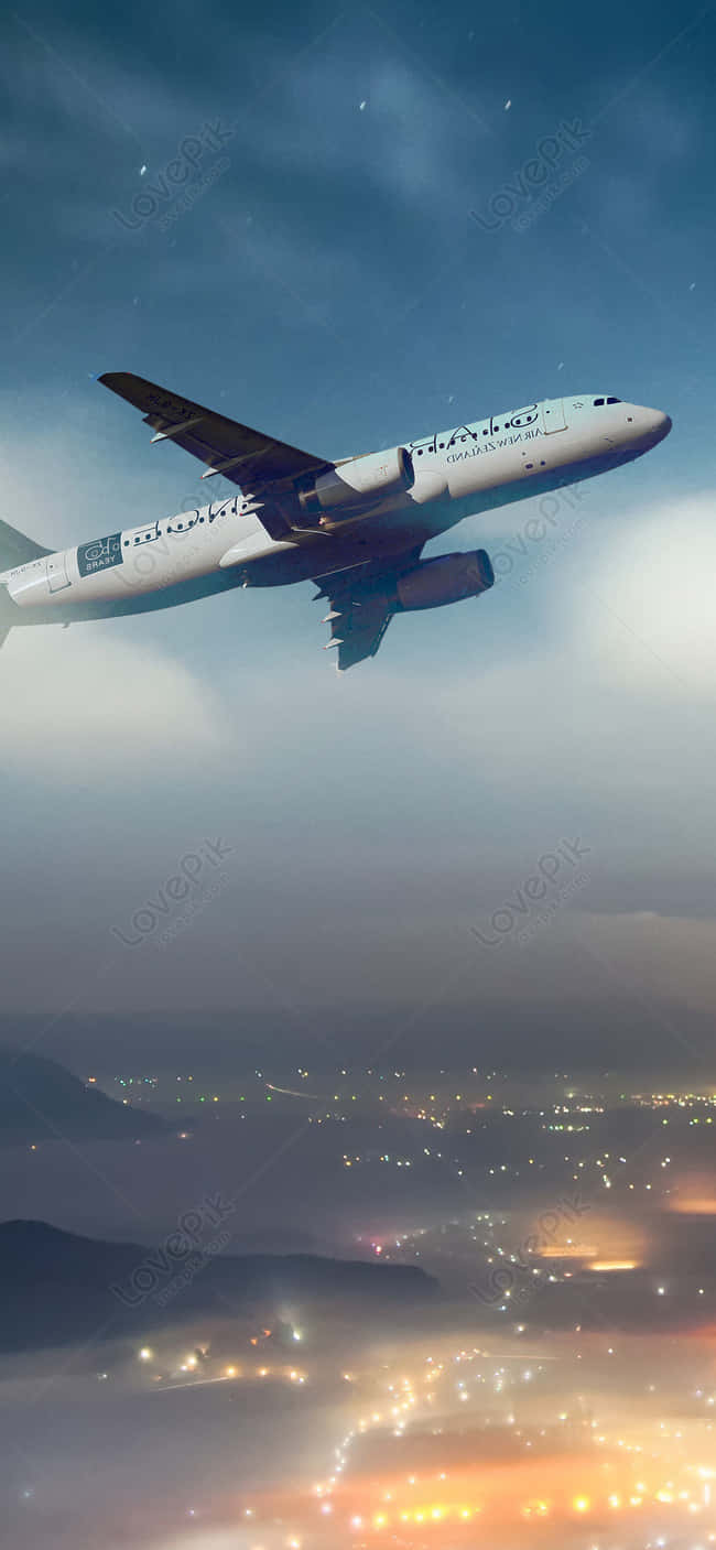 Aerial View of an Android Plane in Action Picha ya Ukuta