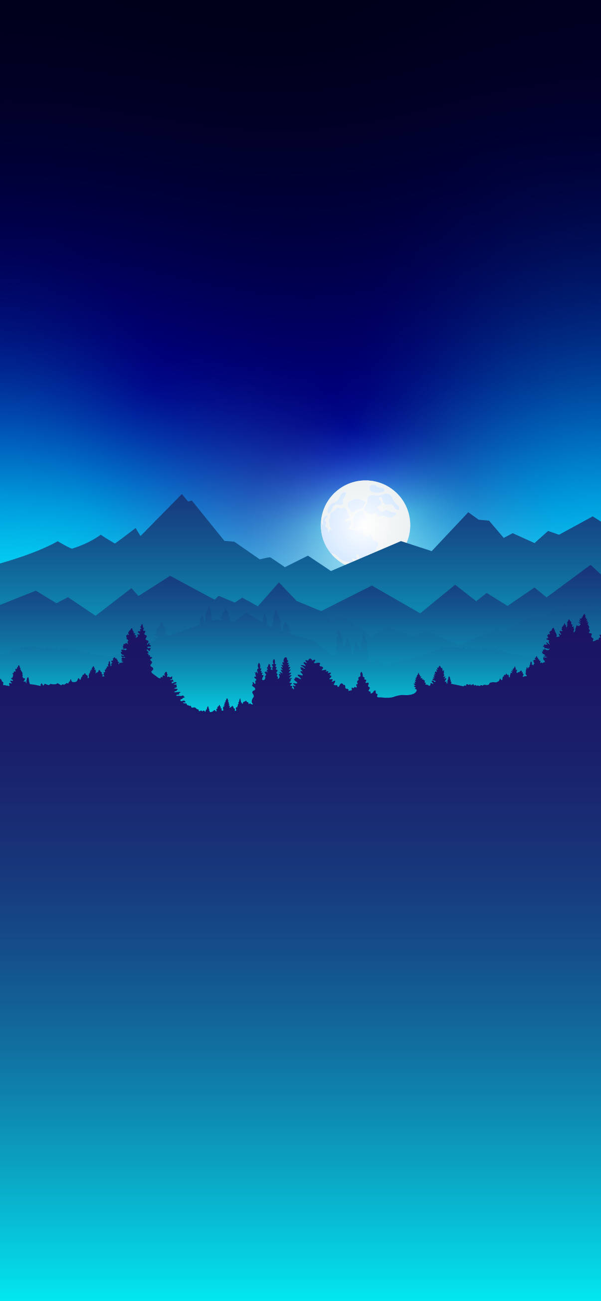 Aesthetic Blue Mlima Mwezi Digital Picha ya Ukuta